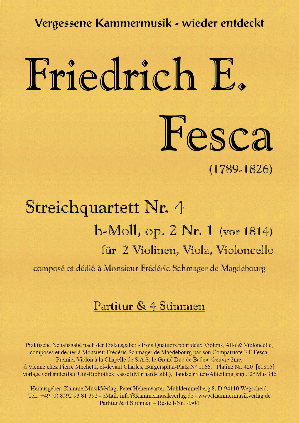 4504_Fesca_op_2_1__Titelgrafik Fesca, Friedrich Ernst - String Quartet No. 4, B minor, op. 2-1