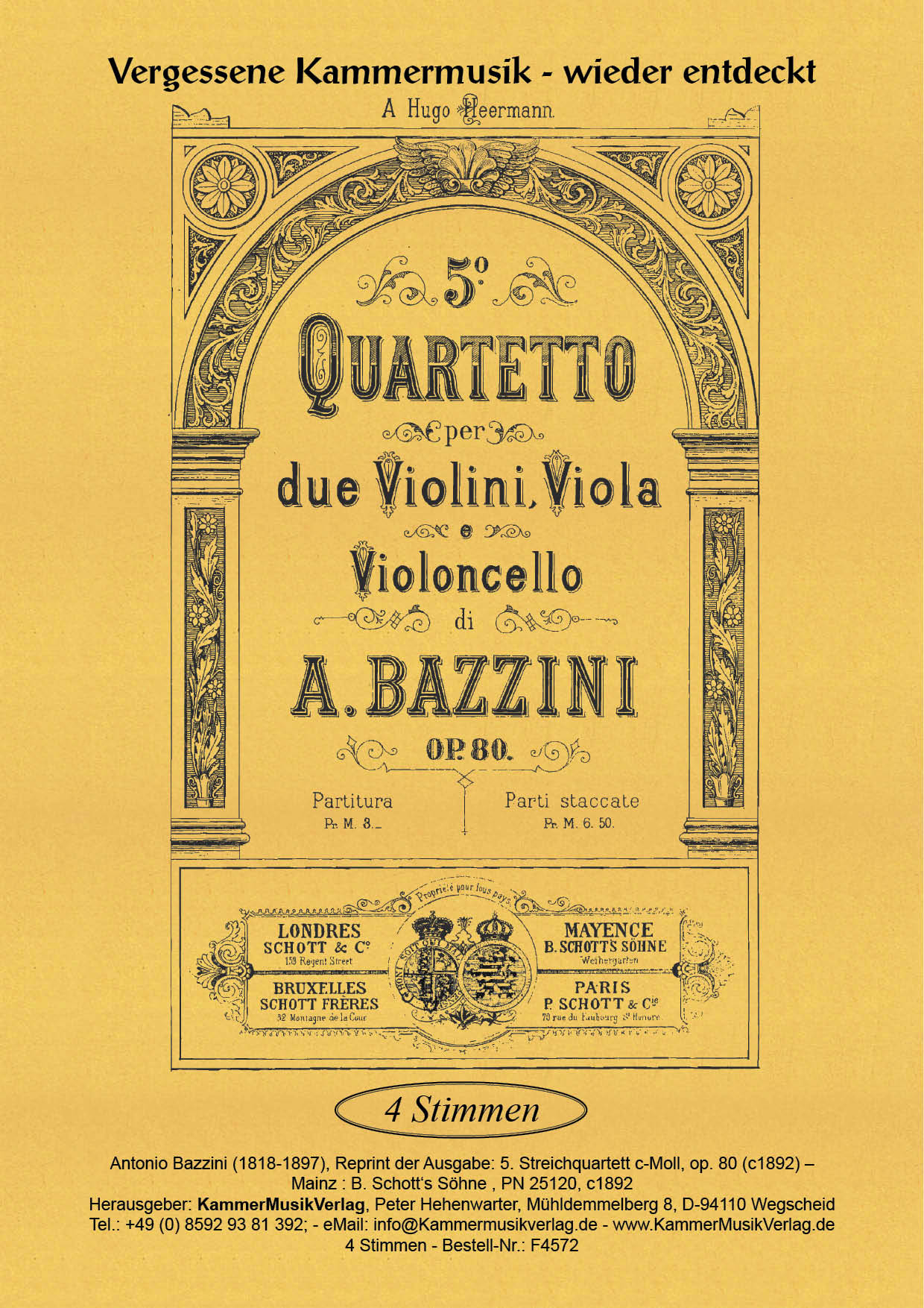 F4572-Bazzini_Titelgrafik Bazzini, Antonio – Streichquartett Nr. 5, c-Moll, op. 80