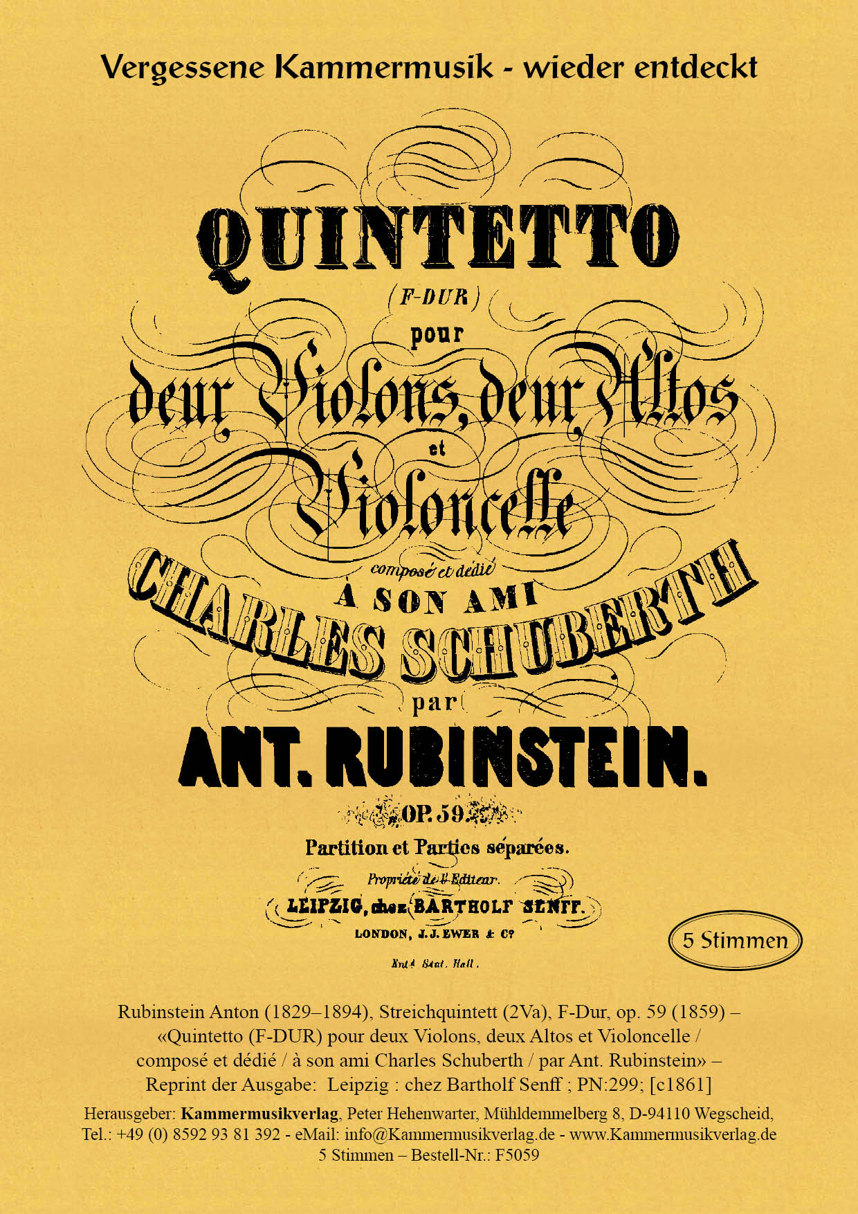 F5059-Rubinstein_op_59__TitelgrafikUMtPImUk6dsPr Rubinstein, Anton – Streichquintett (2Va), F-Dur, op. 59