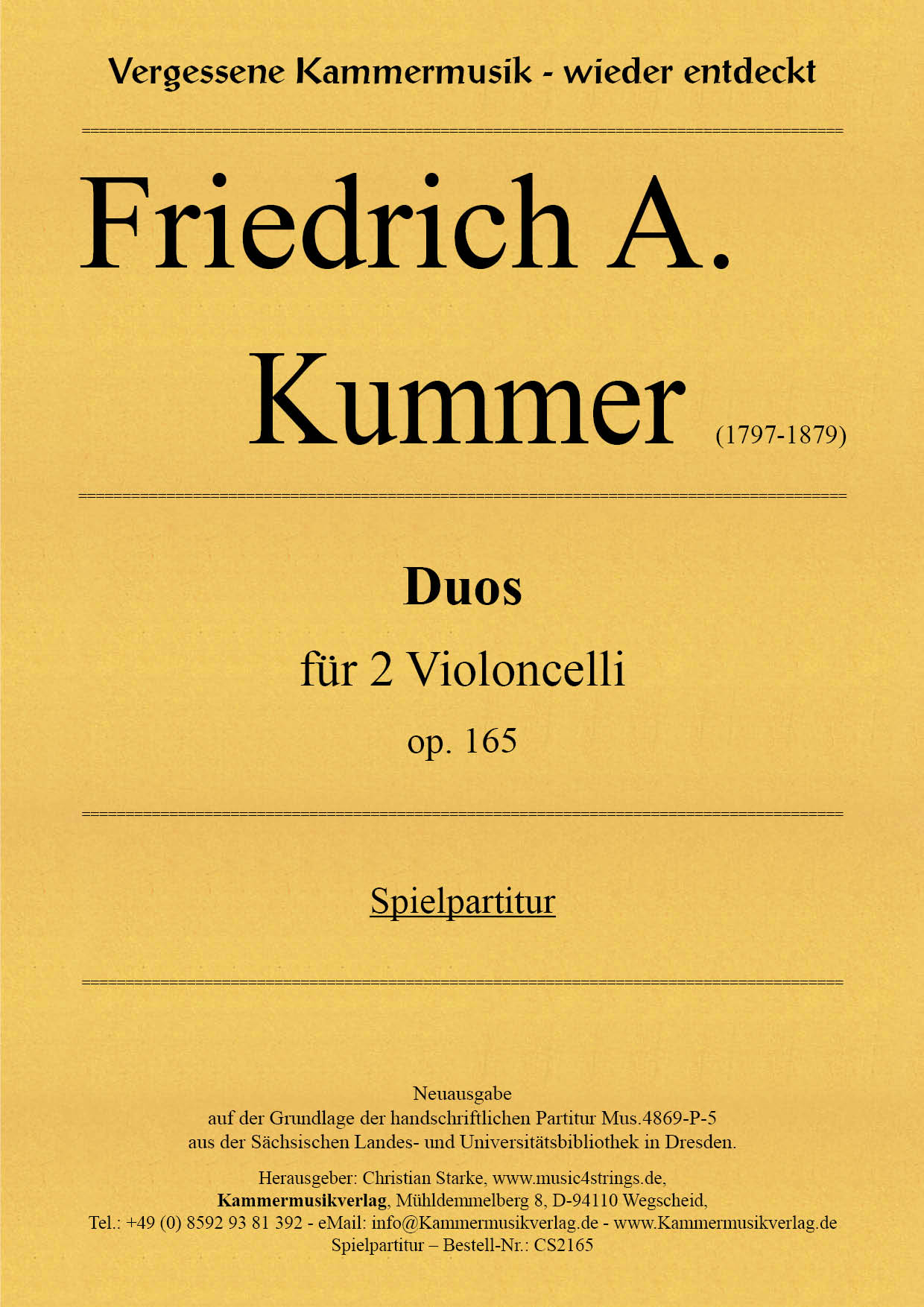CS2165-Kummer_op_165__Titelgraphik Kummer, Friedrich August – 3 Duos für 2 Violoncelli op.165