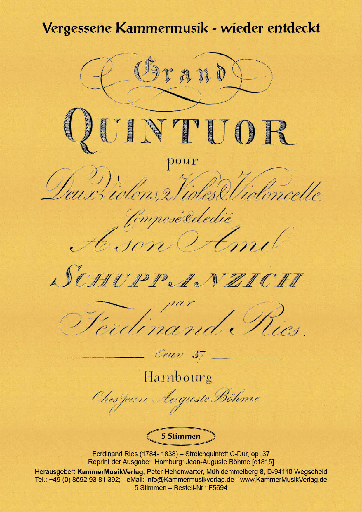 F5694-Ries_op_37__Titelgrafik Ries, Ferdinand – Streichquintett, C-Dur, op. 37