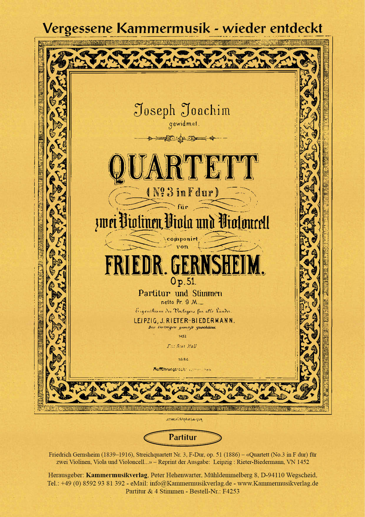 F4253-Gernsheim_op_51__Titelgrafik Gernsheim, Friedrich – Streichquartett Nr. 3, F-Dur, op. 51