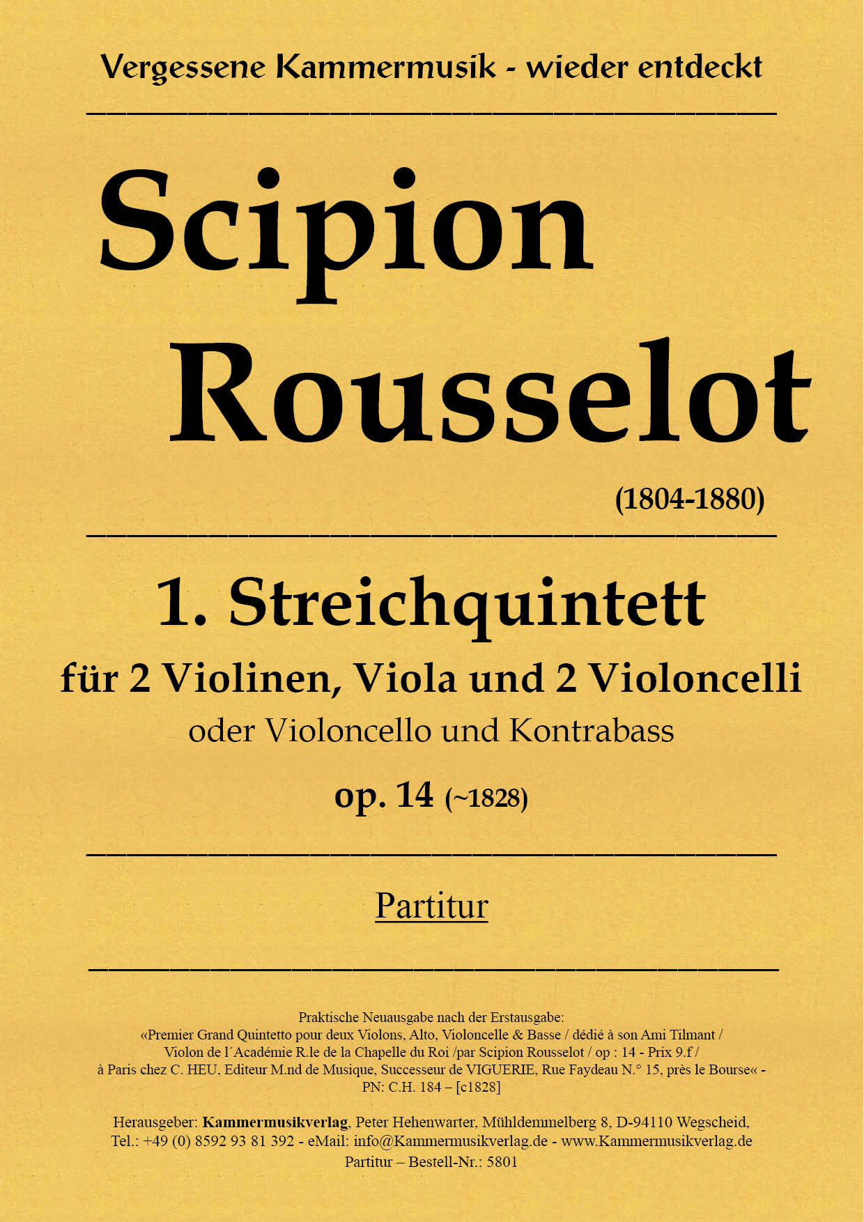 5801-Rousselot-Scorpion_Titelgrafik Rousselot, Scipion - String Quintet No. 1, A major, op. 14