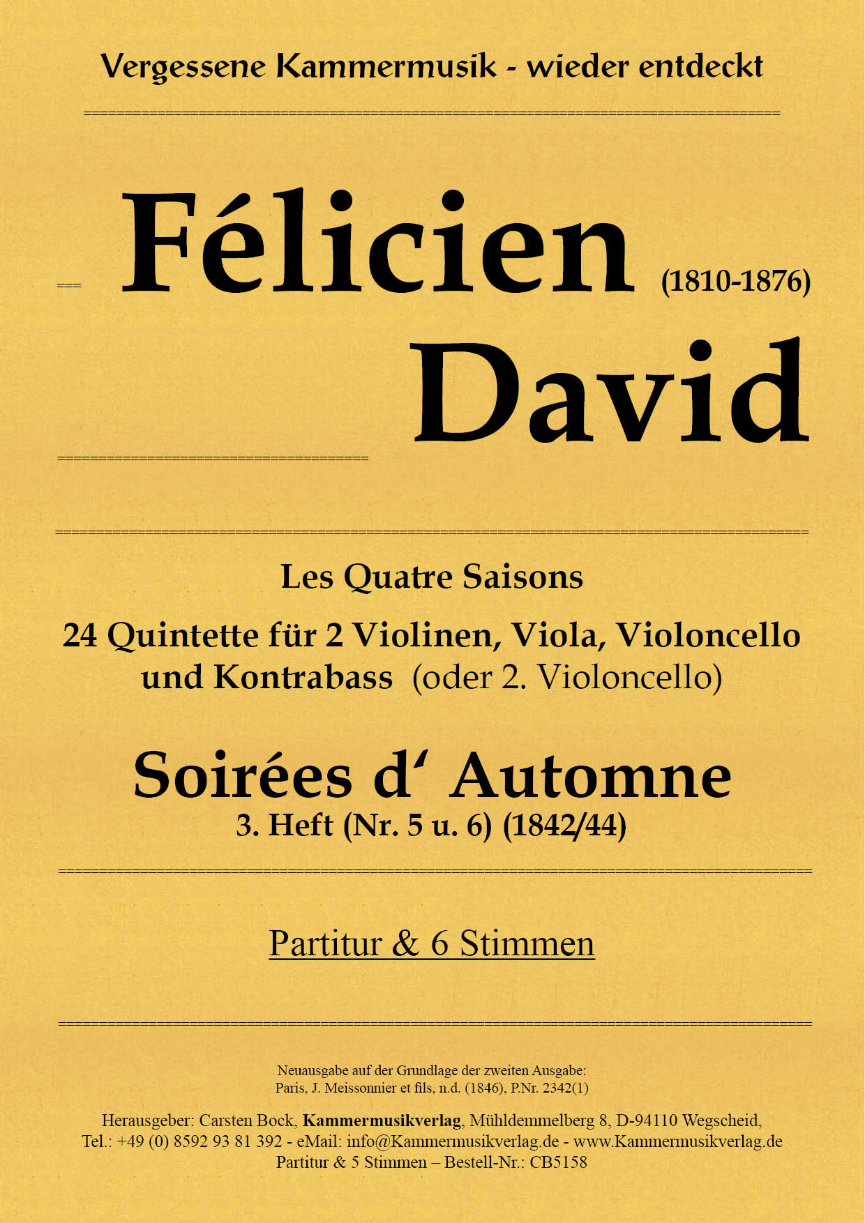 CB5158-Felicien_Dav-Auto_5_6__TitelgrafikyJvd827QlzVbc David, Félicien – Soirées d‘ Automne 3. Heft (Nr. 5 u. 6)
