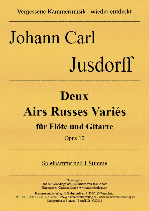 CS2012-Jusdorff-op-12__Titelgrafik6hJwW3PkkC2kp Jusdorff, Johann Carl – Deux Airs Russes Variés für Flöte und Gitarre Opus 12