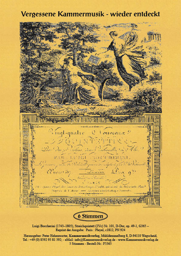 Boccherini, Luigi - 101st Quintet for 2 violins, viola and 2 cellos, D major, op.49-1, G 365 Boccherini, Luigi - 101st Quintet for 2 violins, viola and 2 cellos, D major, op.49-1, G 365