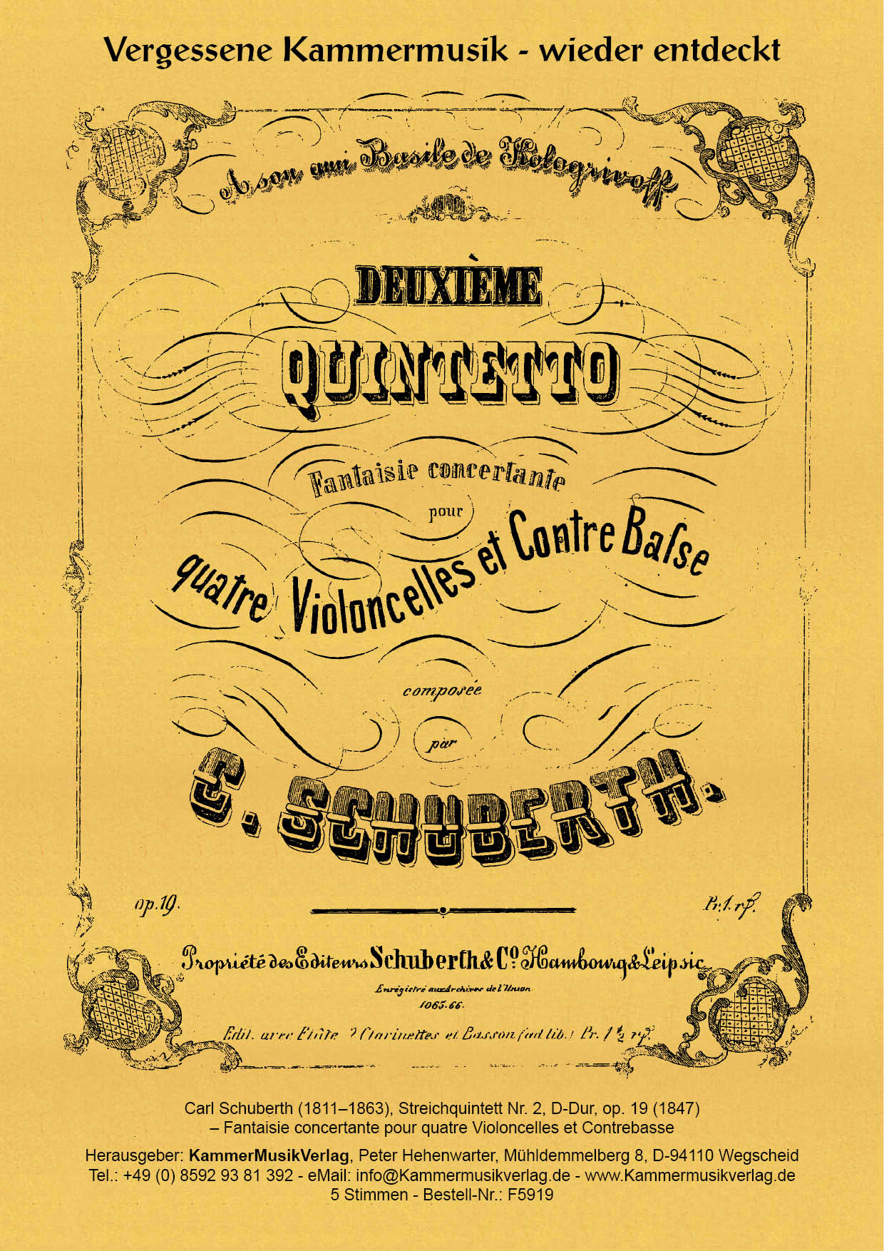 F5919-Schuberth_Carl_op_19_Titelgrafik Schuberth, Carl – Streichquintett Nr. 2, D-Dur, op. 19