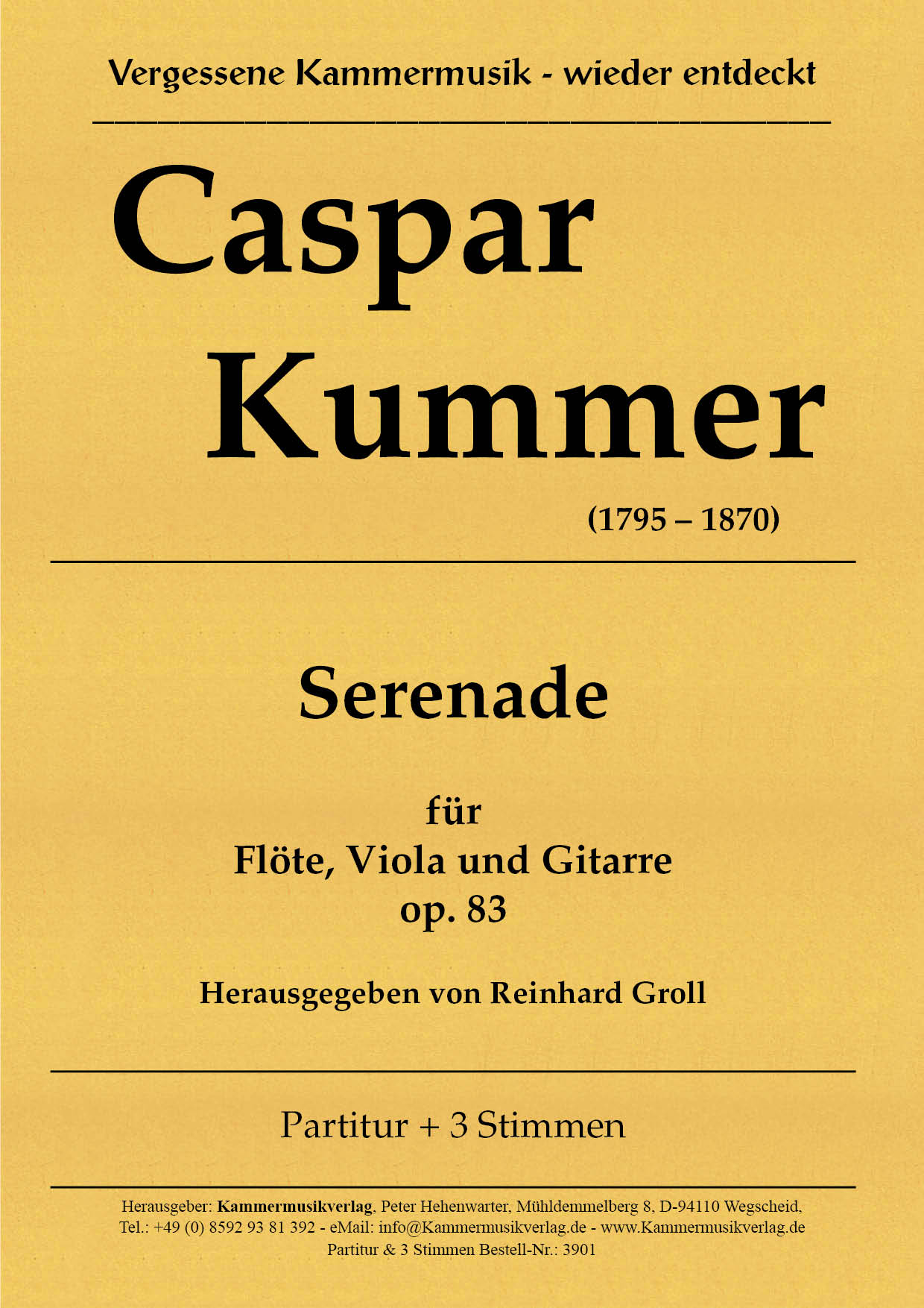 3901-Kummer_op_83_Titelgraphik Kummer, Caspar – Serenade für Flöte, Viola und Gitarre, C-Dur op. 83