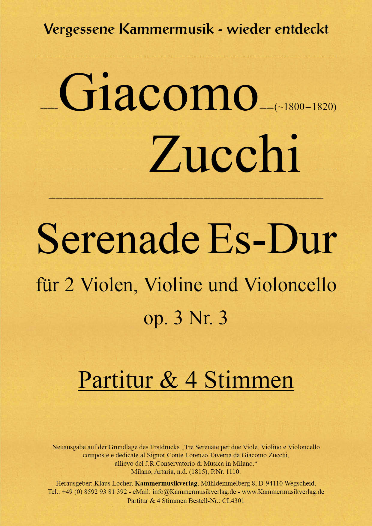 CL4301-Zucchi_Titelgrafik1OC0FG7D9kL1k Zucchi, Giacomo – Serenade Es-Dur, op. 3 Nr. 3