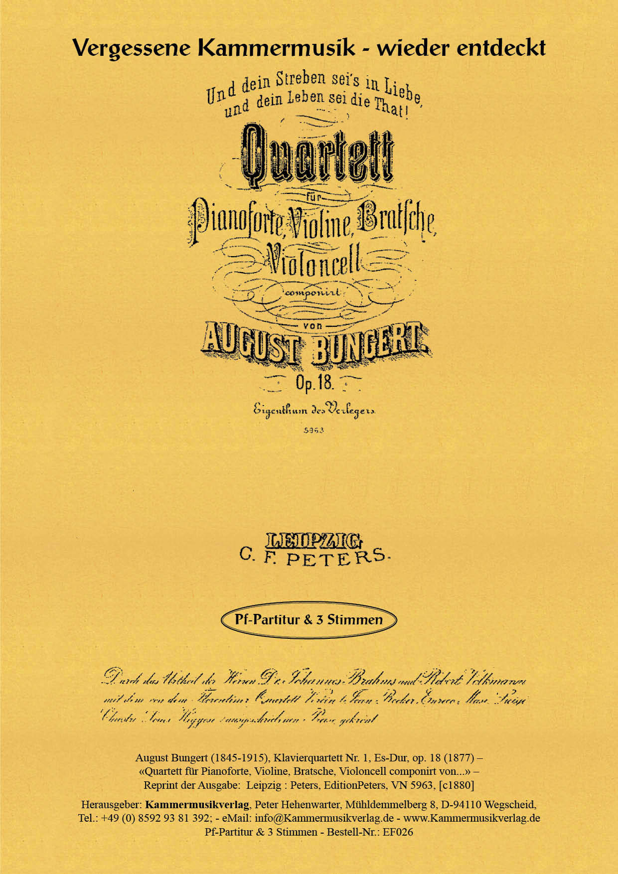 EF026_Bungert_Titelgrafik589897bcaf545 Bungert, August – Klavierquartett Nr. 1, Es-Dur, op. 18