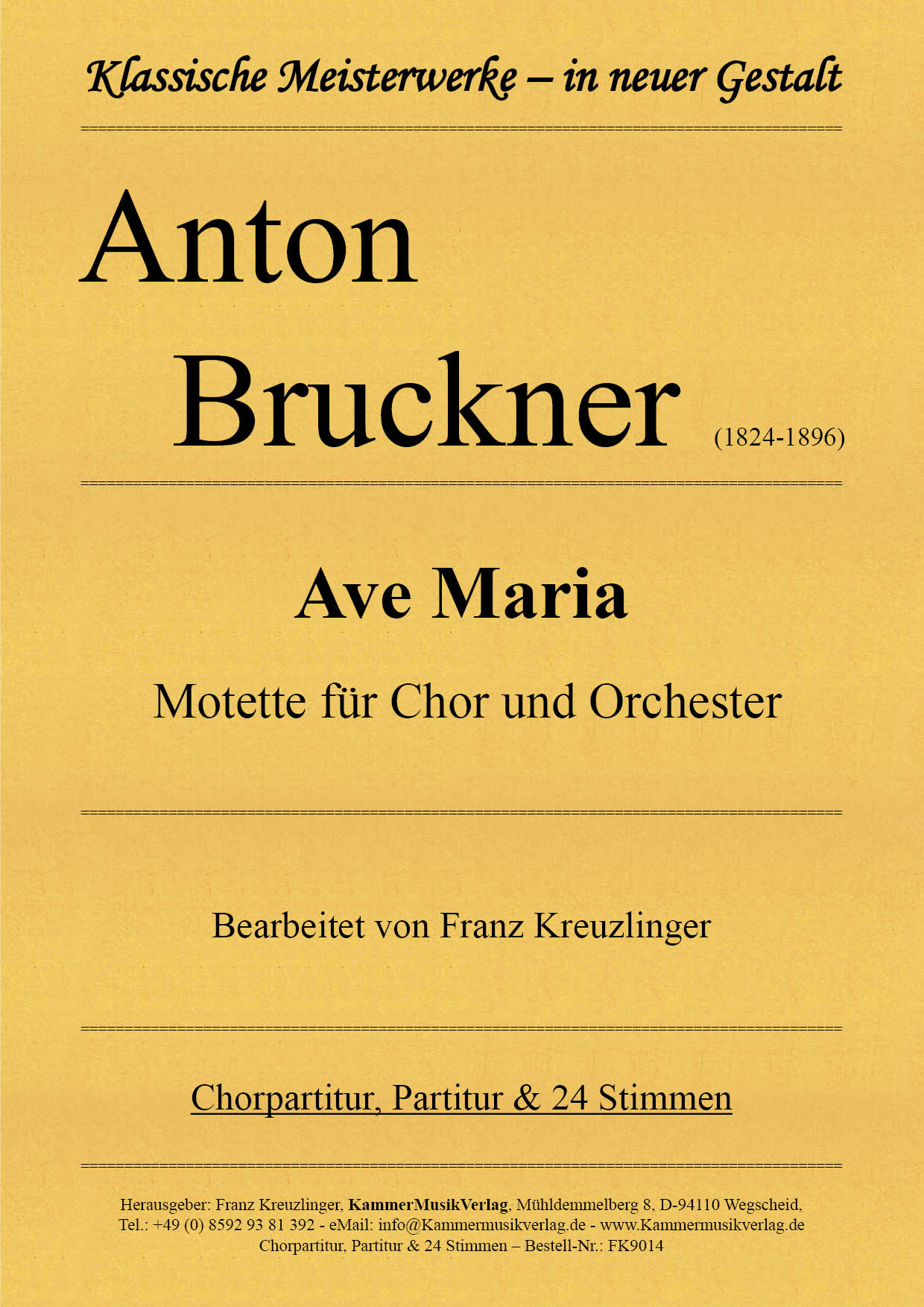 FK9014-Br_AveMaria_Orchester_Titelgrafik Anton Bruckner – Ave Maria - Motette für Chor und Orchester