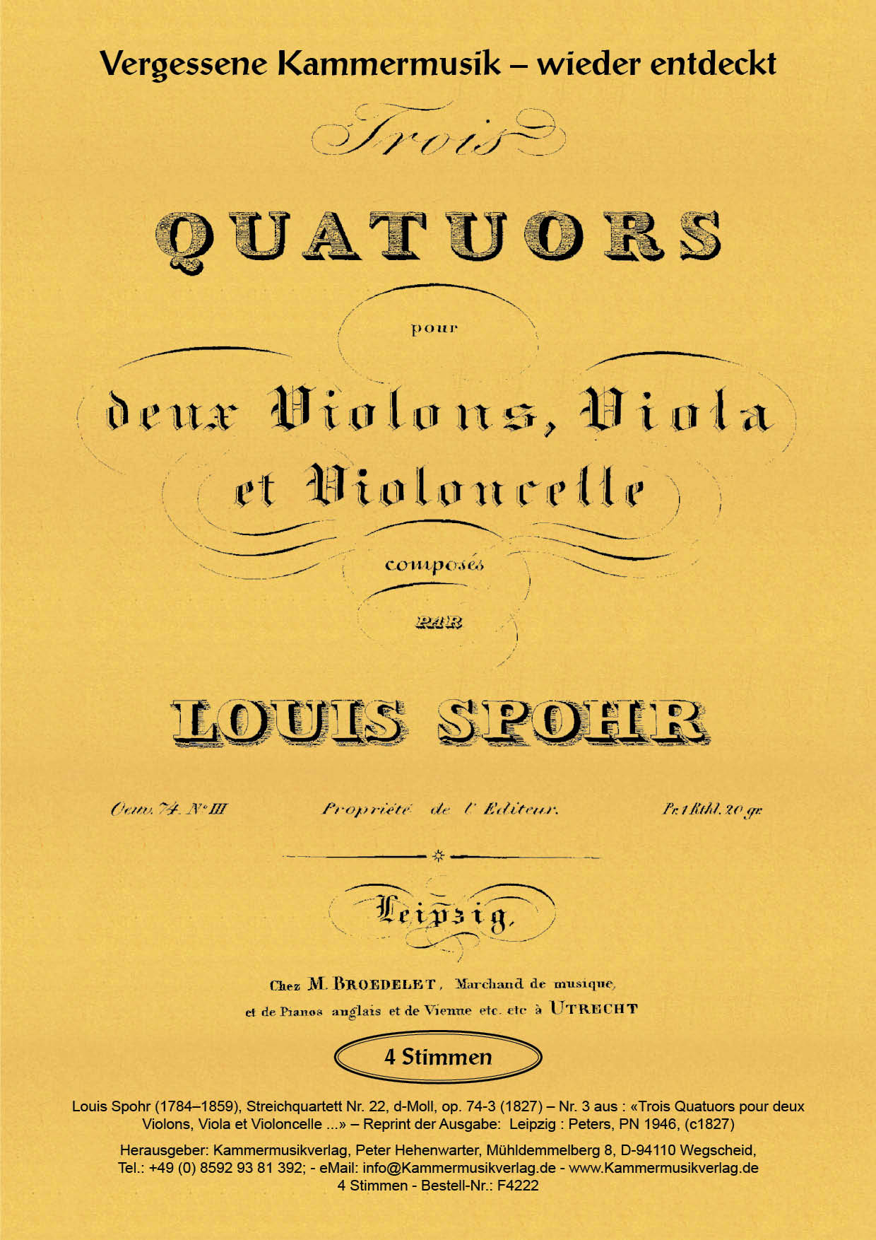 F-4222-Spohr_Titelgrafik Spohr, Louis - String Quartet No. 22, D minor, op. 74-3