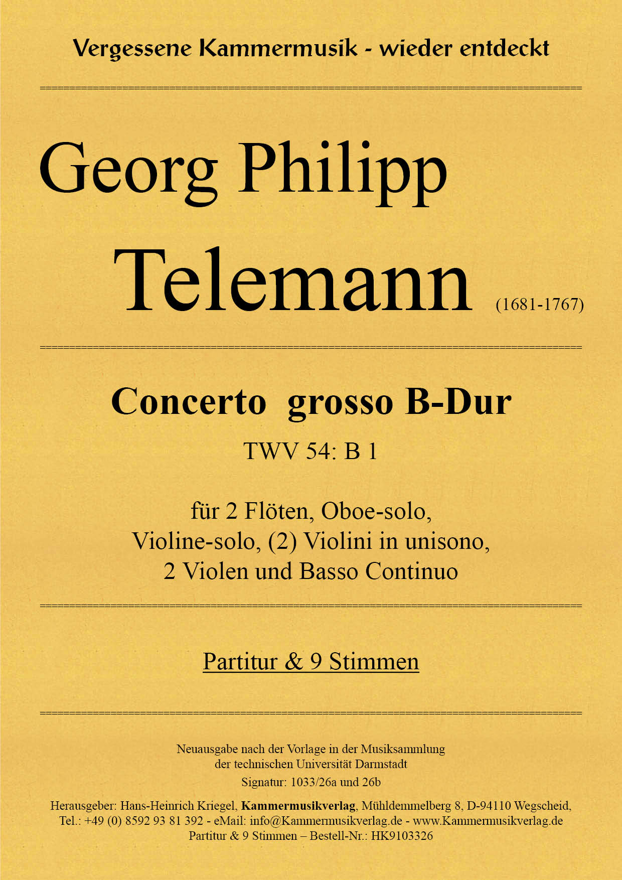 HK9103326-Telemann-Concerto-B-Dur__Titelgrafik Telemann, Georg Philipp – Concerto grosso B-Dur (TWV 54: B 1)