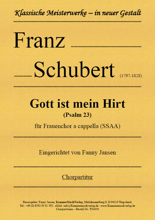 FS4056-Schubert-Hirte__Titelgraphik Schubert, Franz – Gott ist mein Hirt (Psalm 23) für Frauenchor a cappella
