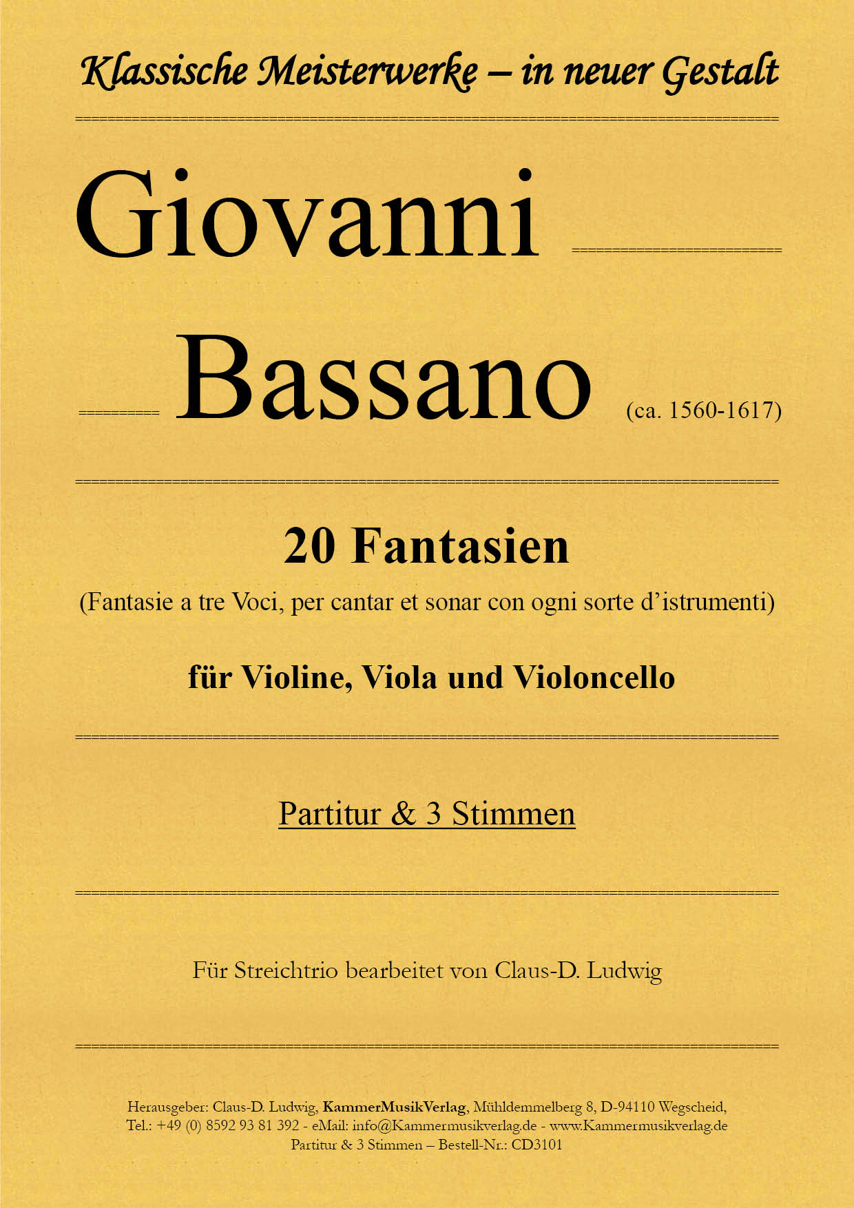 CD3101-Bassano-Fantasien__Titelgrafik Bassano Giovanni - 20 Fantasies for String Trio