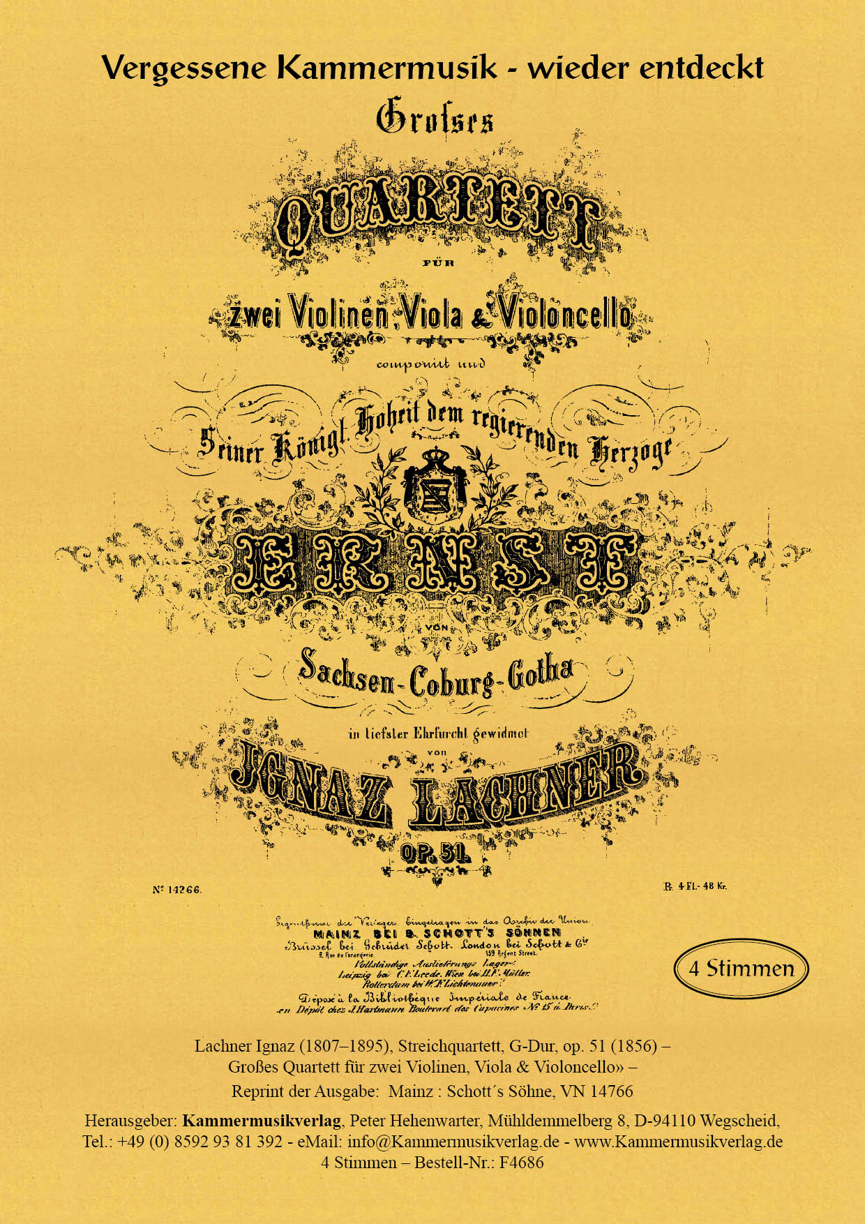 F4686-Lachner-Ignaz_op_51__Titelgrafik Lachner, Ignaz – Streichquartett, G-Dur, op. 51
