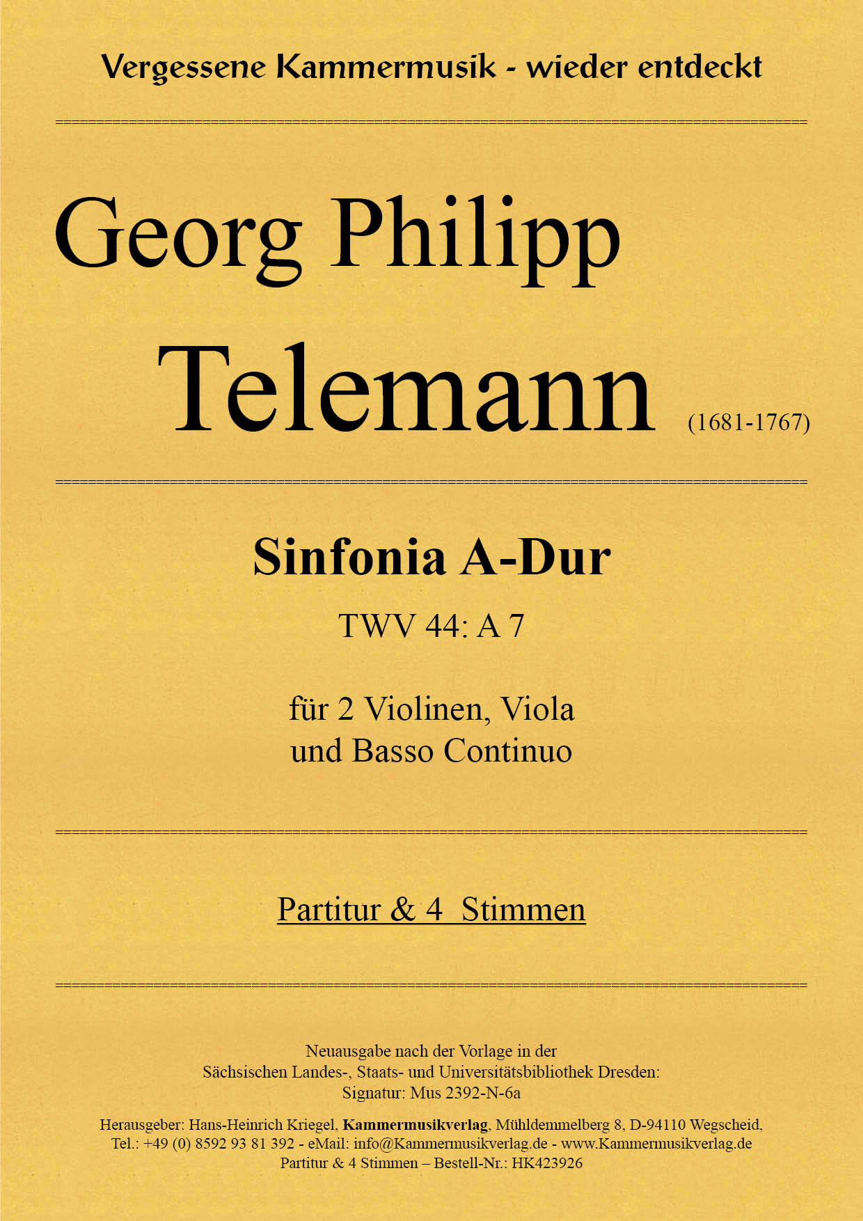 HK423926-Telemann-Sinf_A_Dur__Titelgrafik Telemann, Georg Philipp – Sinfonia A-Dur (TWV 44: A7)