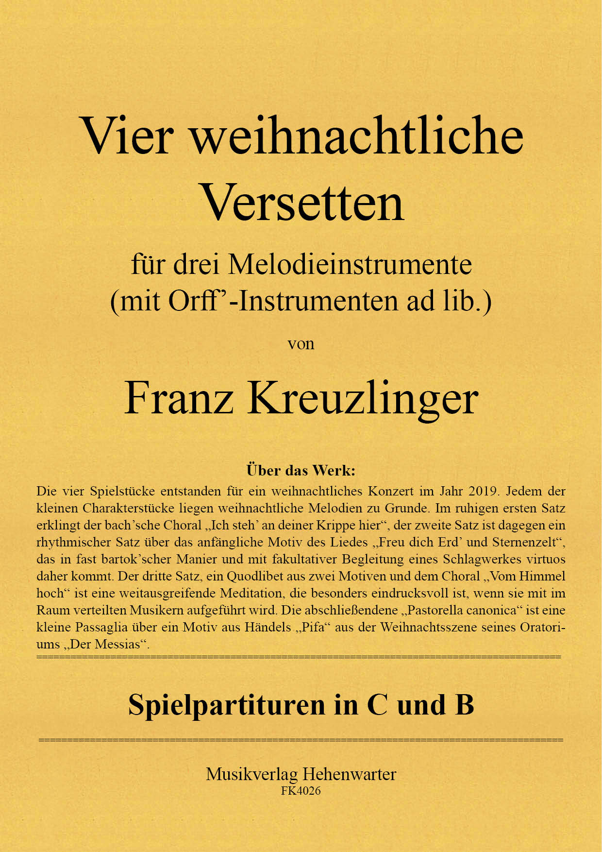 FK4026-Versetten__Titelgrafik Kreuzlinger Franz - Four Christmas verses