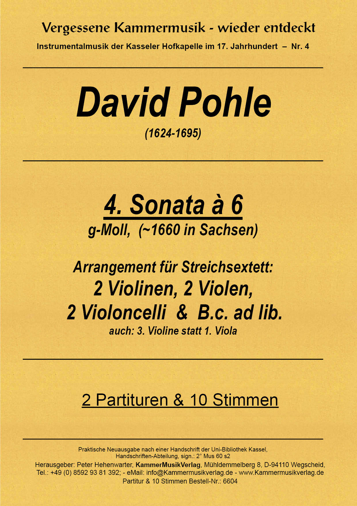 6604-Pohle_Sextett_Titelgrafik Pohle, David - String Sextet, String Ensemble No. 4, G minor
