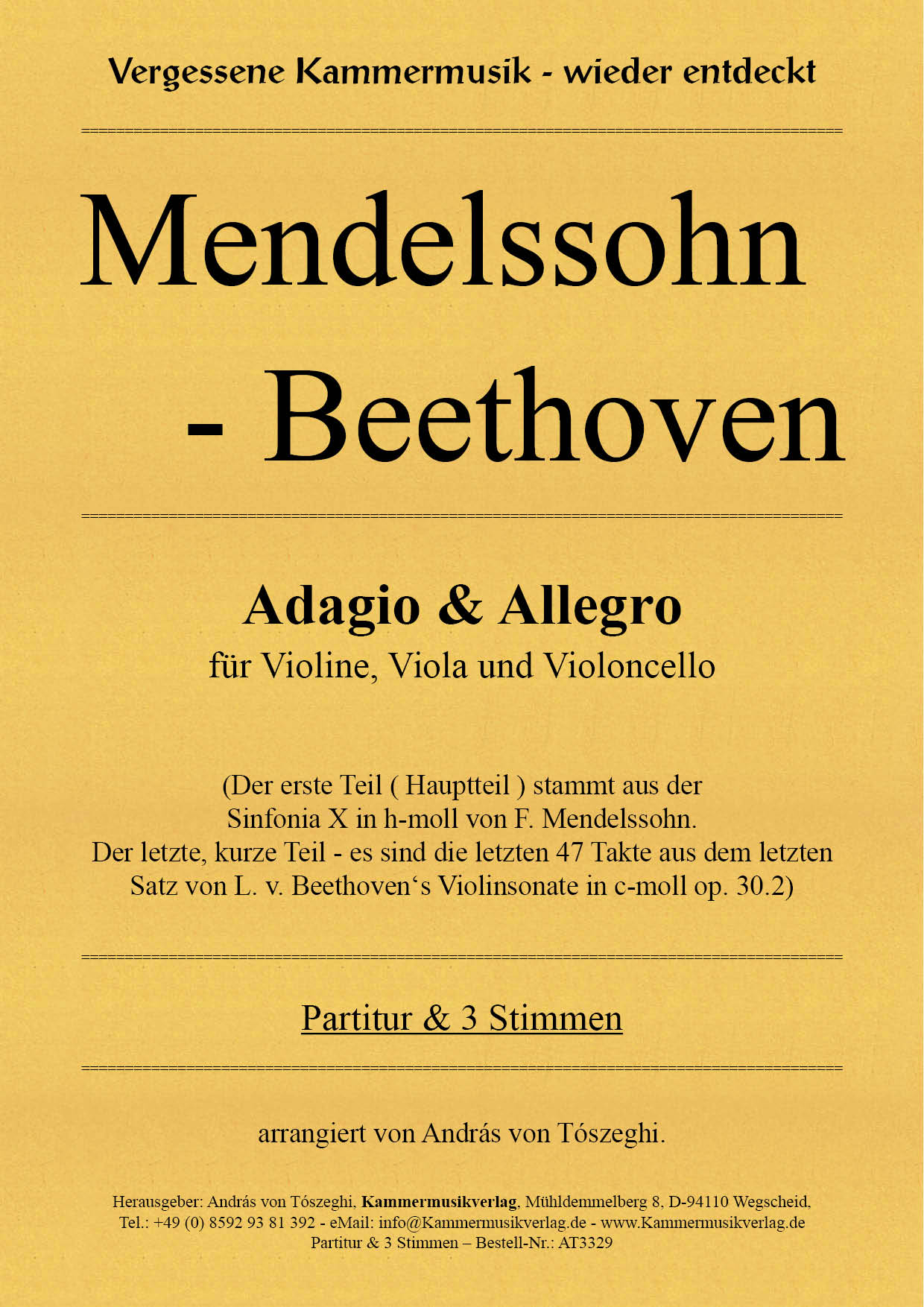 AT3329-Mendel_Beeth__Titelgrafik Mendelssohn-Beethoven - Adagio & Allegro for string trio