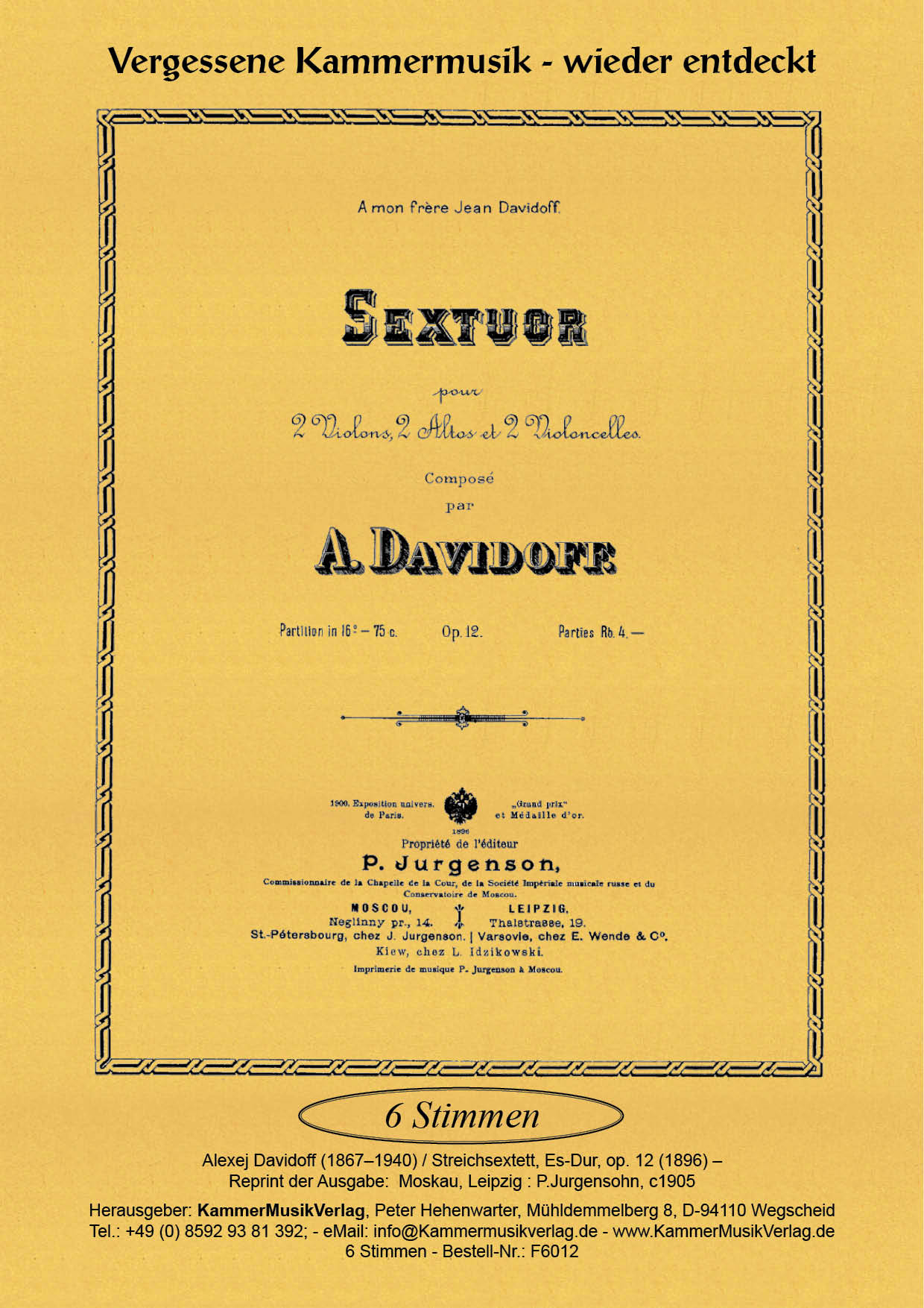 F6012-Davodoff_A_Titelgrafik Davidoff, Alexej – Streichsextett, Es-Dur, op. 12