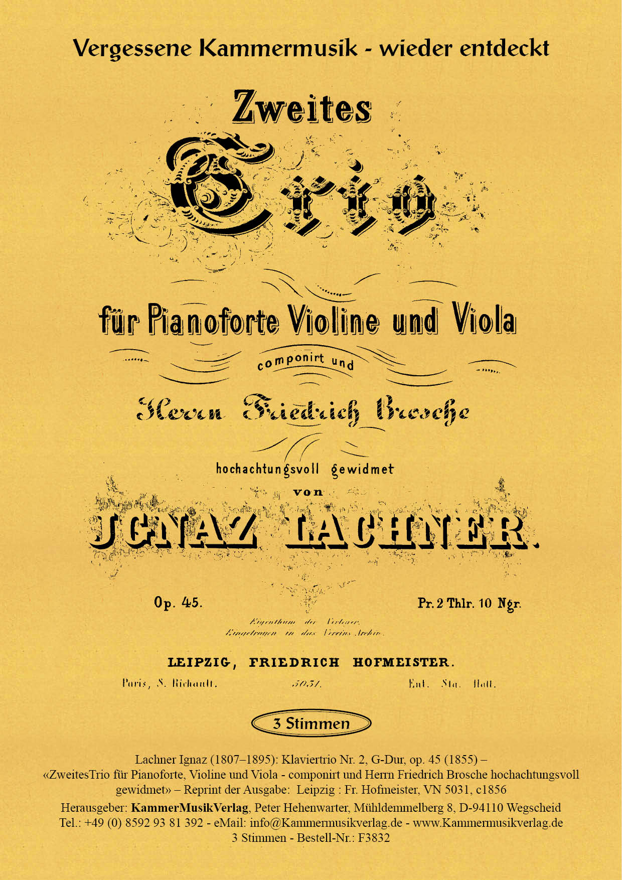 F3832-Lachner-Ignaz_op_45__Titelgrafik Lachner, Ignaz – Klaviertrio Nr. 2, G-Dur, op. 45
