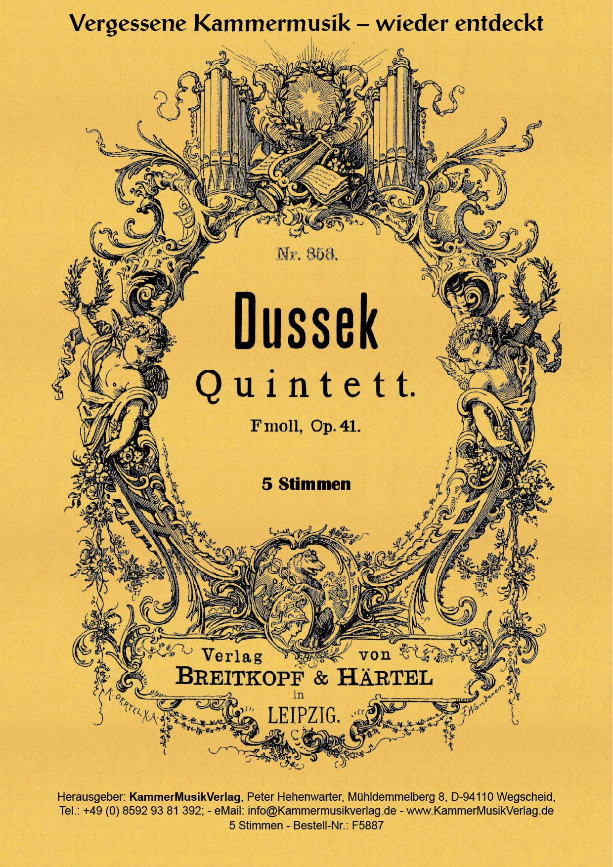 F5887-Dussek_op_41_Titelgrafik Dussek, Johann Ladislaus – Klavierquintett (Forellen-Besetzung), f-Moll, op. 41