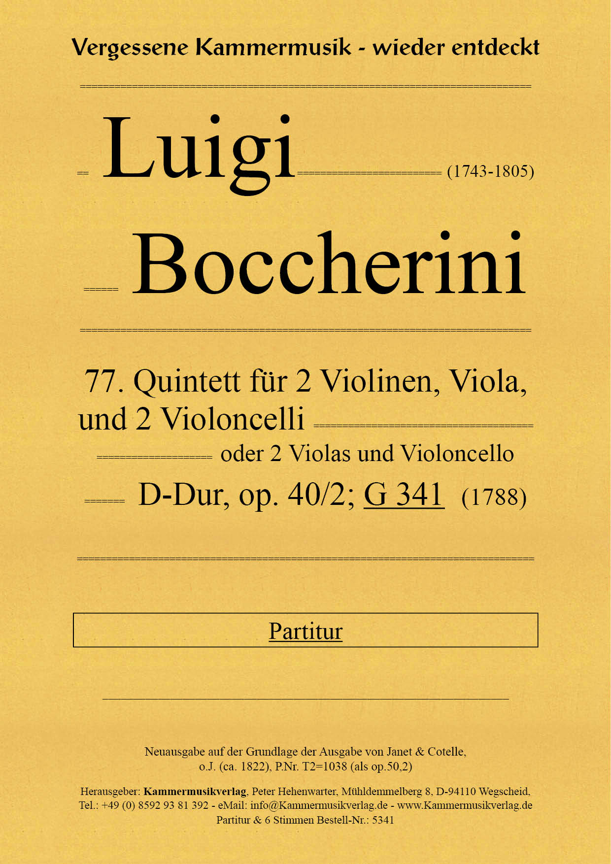 5341-Boccherini_Fandango_Titelgrafik588b3ac266e3e Boccherini, Luigi – 77. Quintett für 2 Violinen, Viola und 2 Violoncelli, D-Dur, op. 40-2, G 341