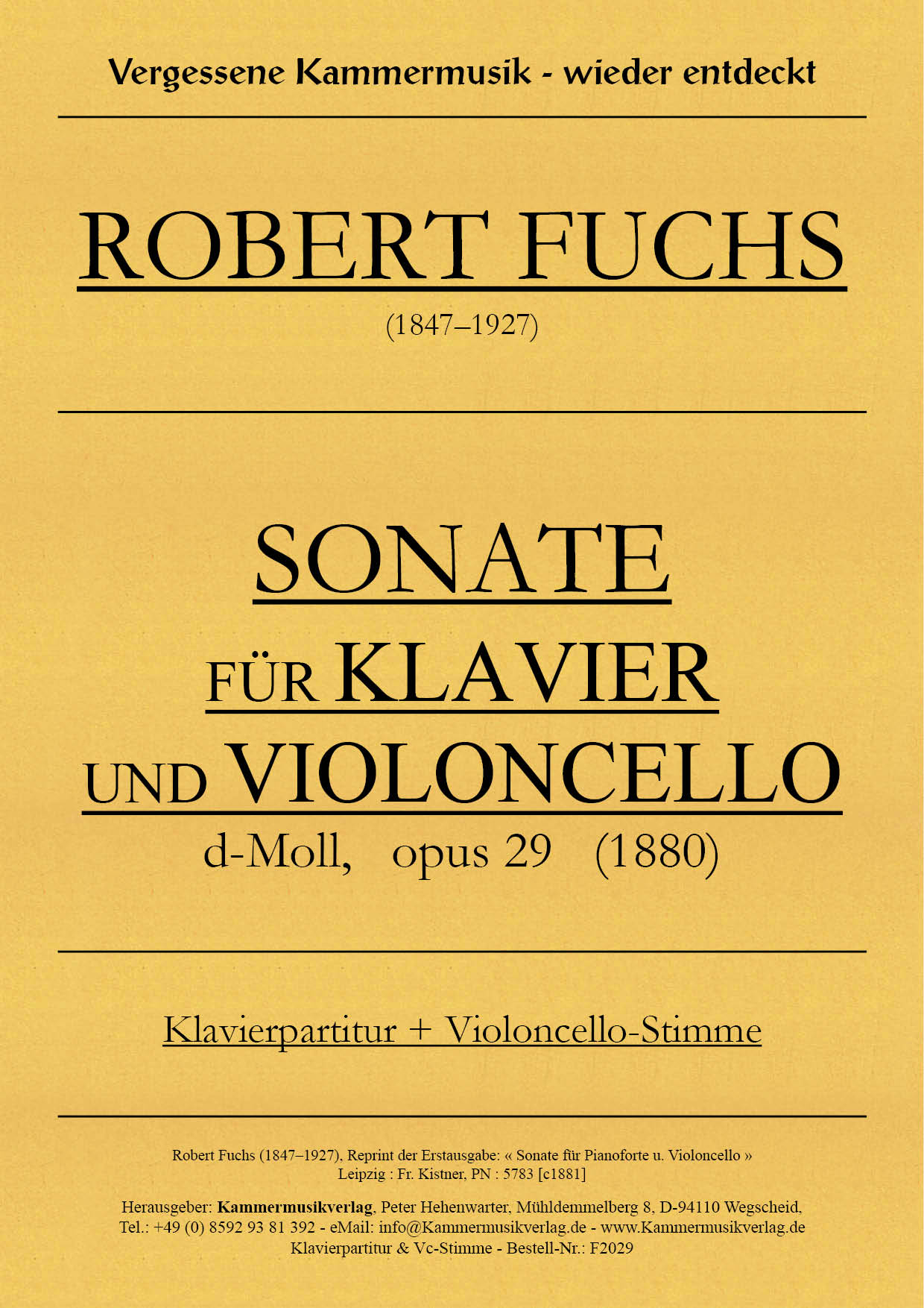 F2029-Fuchs_op_29___Titelgrafik Fuchs, Robert – Sonate für Kontrabass & Klavier, d-Moll, op. 26