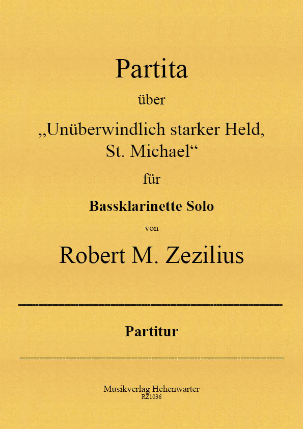 RZ1036-Sankt-Michael_Titelgraphik Zezilius, Robert M. – „Unüberwindlich starker Held, St. Michael“ für Bassklarinette Solo
