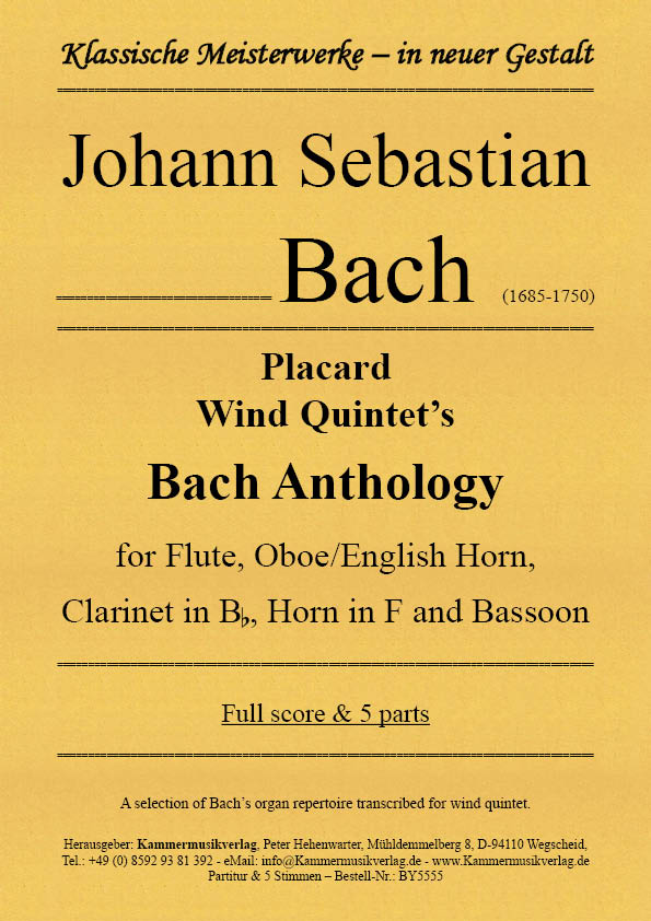 BY5555-Sammlung__Titelgrafik Bach, Johann Sebastian –  Placard Wind Quintet’s Bach Anthology