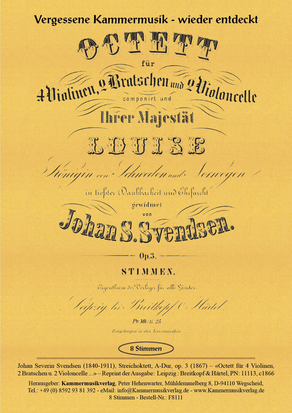 F8111-Sevendsen_op_3_Titelgrafikaf9jzxiqNJxH3 Svendsen, Johan Severin – Streichoktett, A-Dur, op. 3