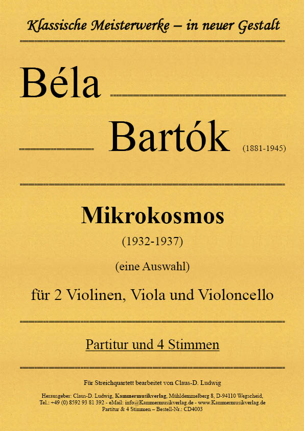 CD4003-Bartok-Mikrokosmos__Titelgrafik Bartók, Béla - Mikrokosmos  (1932-1937)