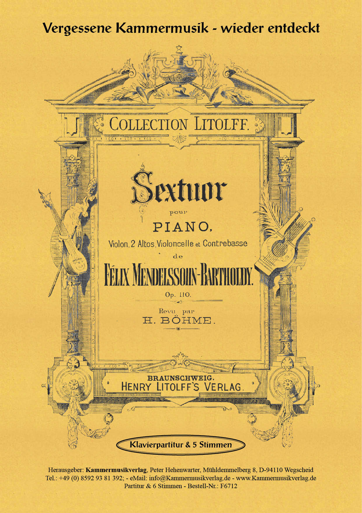 F6712-Mend_F_op_110__Titelgrafik Mendelssohn Bartholdy, Felix – Klaviersextett, D-Dur, op. 110