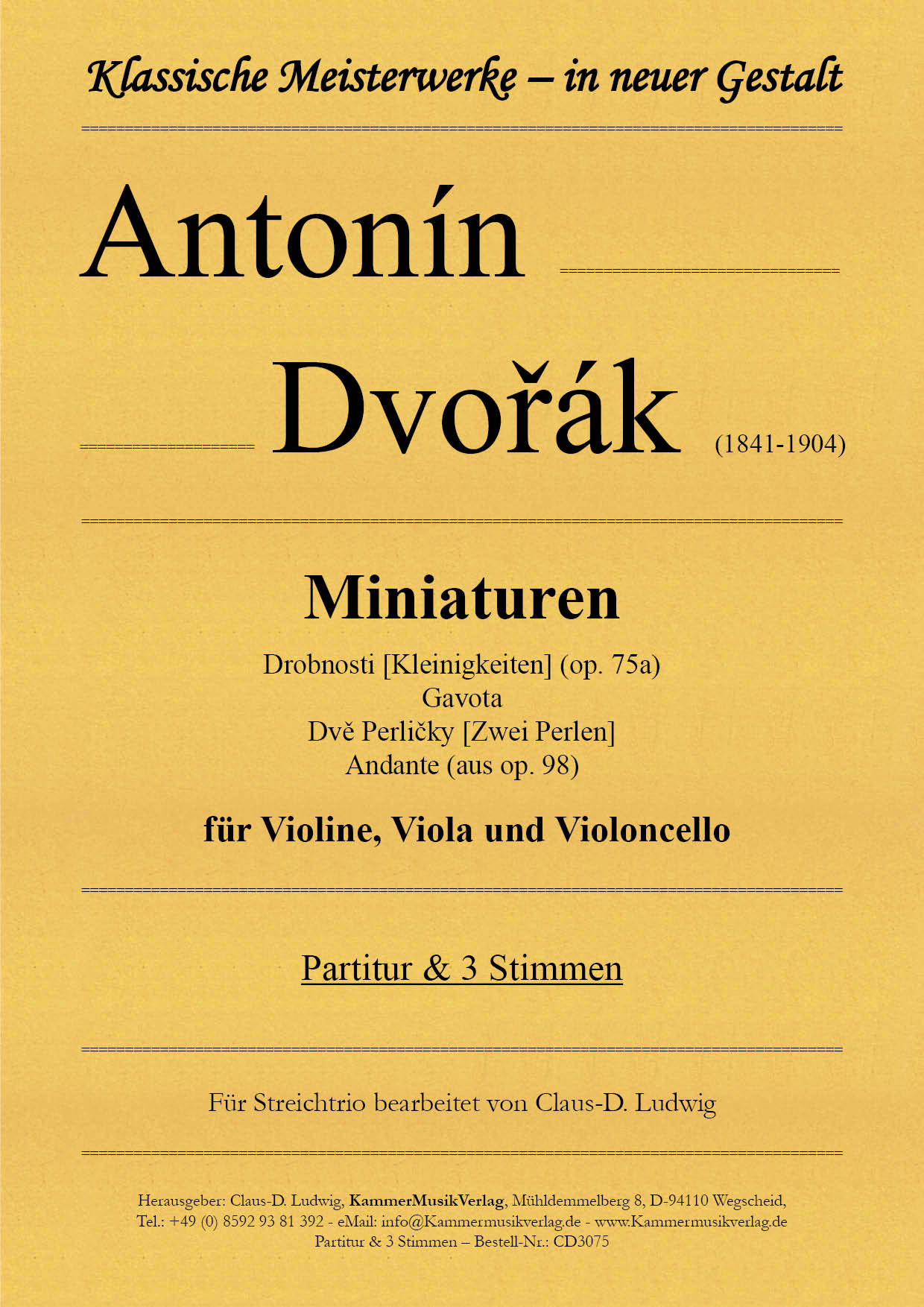CD3075-Dvorak_Drobnosti__Titelgrafik Dvořák, Antonín - Miniatures for String Trio