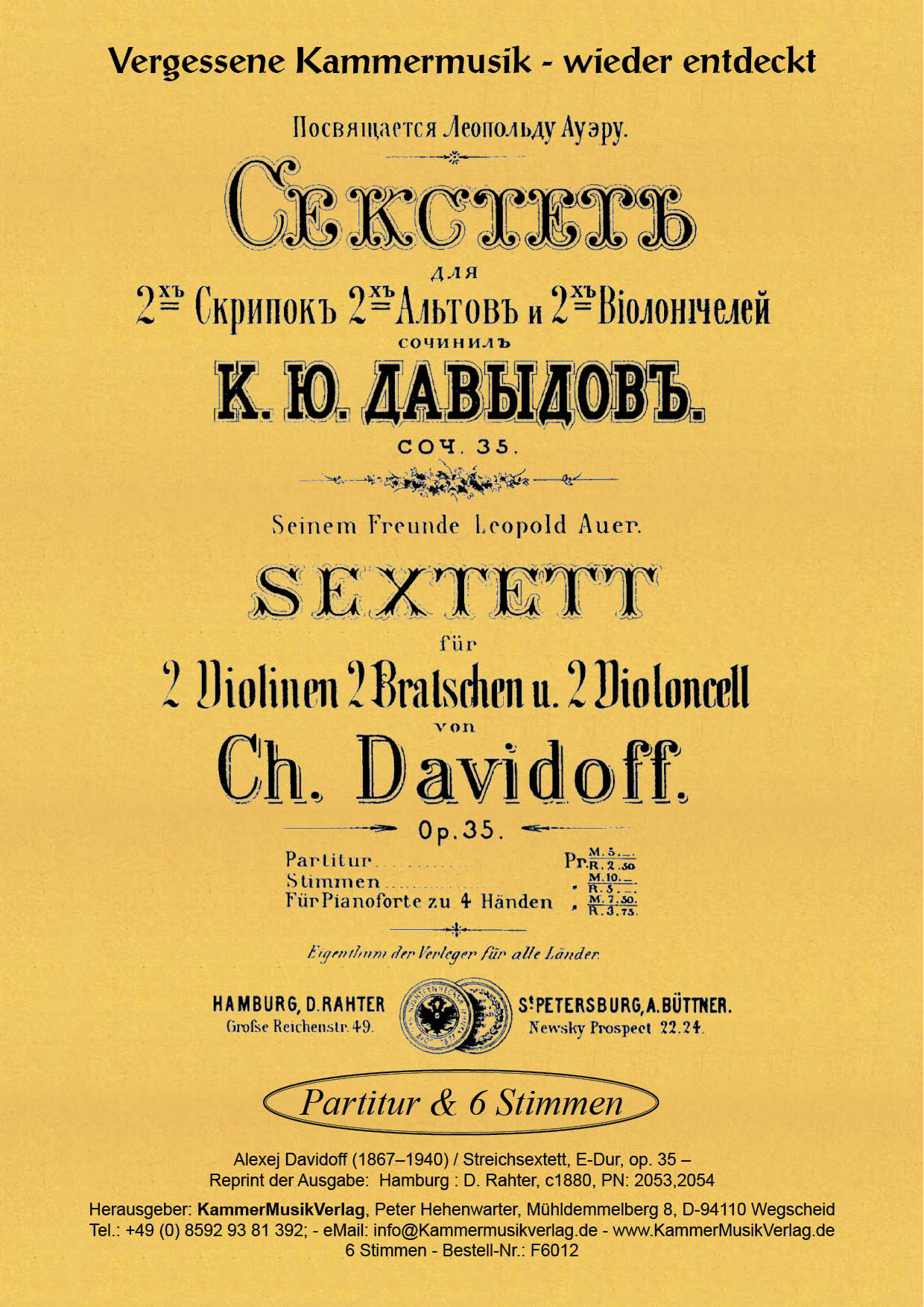 F6035-Davidoff_op_35_Titelgrafik6SLz3YJaiytql Davidoff, Karl (Charles) Julevic – Streichsextett, E-Dur, op. 35