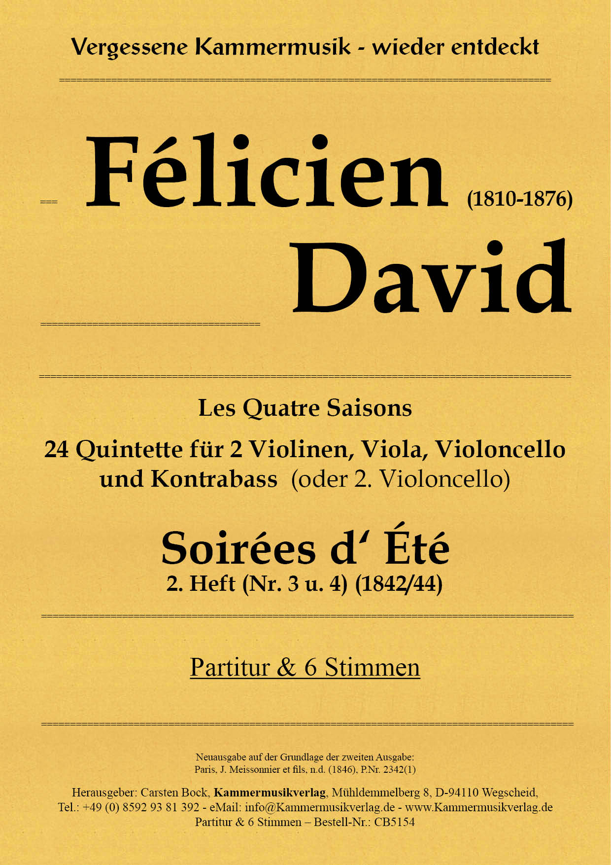 CB5154-Felicien_Dav_ete_3_4__Titelgrafik David, Félicien – Soirées d‘ Été 2. Heft (Nr. 3 u. 4)