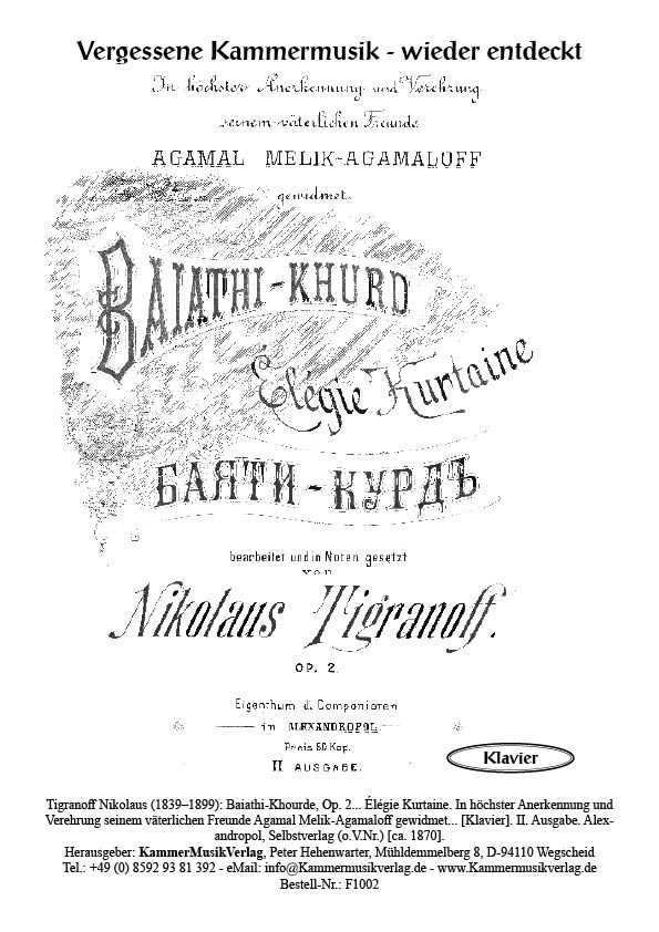 Tigranov-op-2_Klavier_Titelgrafik Tigranoff, Nikolaus – Baiathi-Khurd for Piano