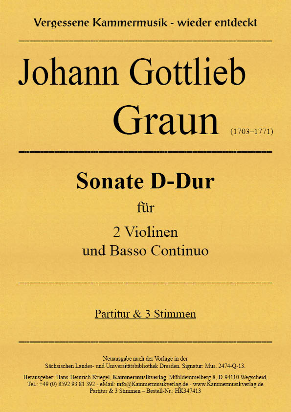HK347413-Graun-Sonate-D-Dur__Titelgrafik Graun Johann Gottlieb - Sonata in D major