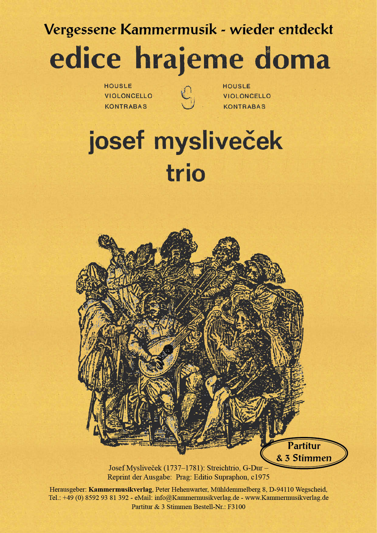 F3100-Myslivecek_Titelgrafik Mysliveček, Josef – Streichtrio, G-Dur