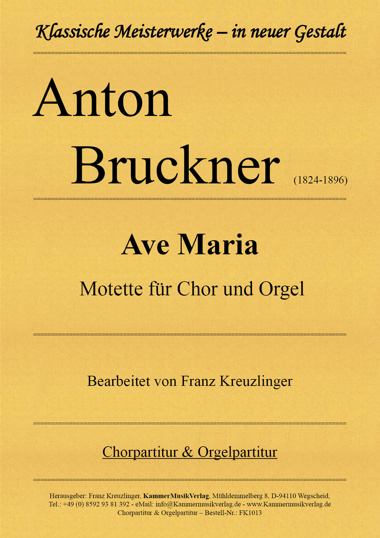 FK1013-Br_AveMaria_Orgel_Titelgrafik Anton Bruckner  – Ave Maria - Motette für Chor und Orgel