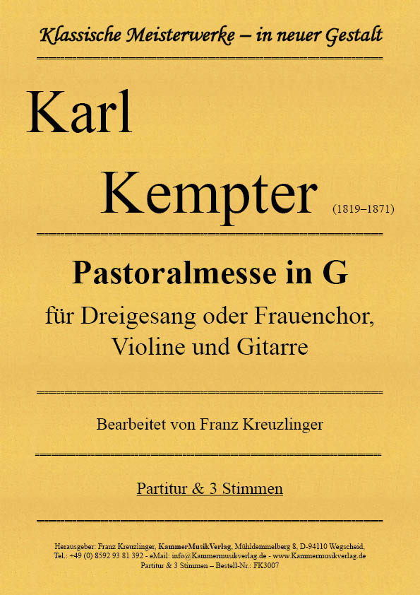 FK3007-Kempter_Messe_Titelgrafikxs7dugawtNiVQ Kempter Karl – Pastoralmesse in G für Dreigesang oder Frauenchor, Violine und Gitarre