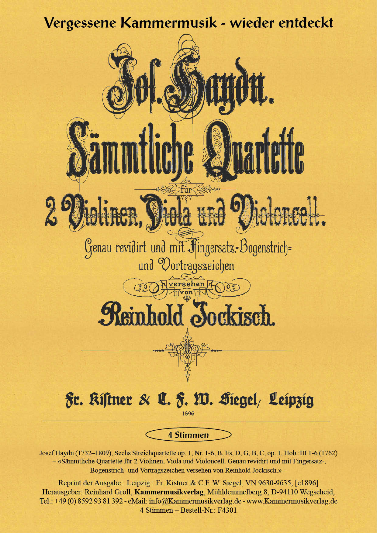 F4301-Haydn_Josef_op_1_TitelgrafikKw8IlwHyesaW2 Haydn, - Six String Quartets, No. 1-6, B and Eb, 500, G, B, 100, op. 1, 1-6 Hob.:III