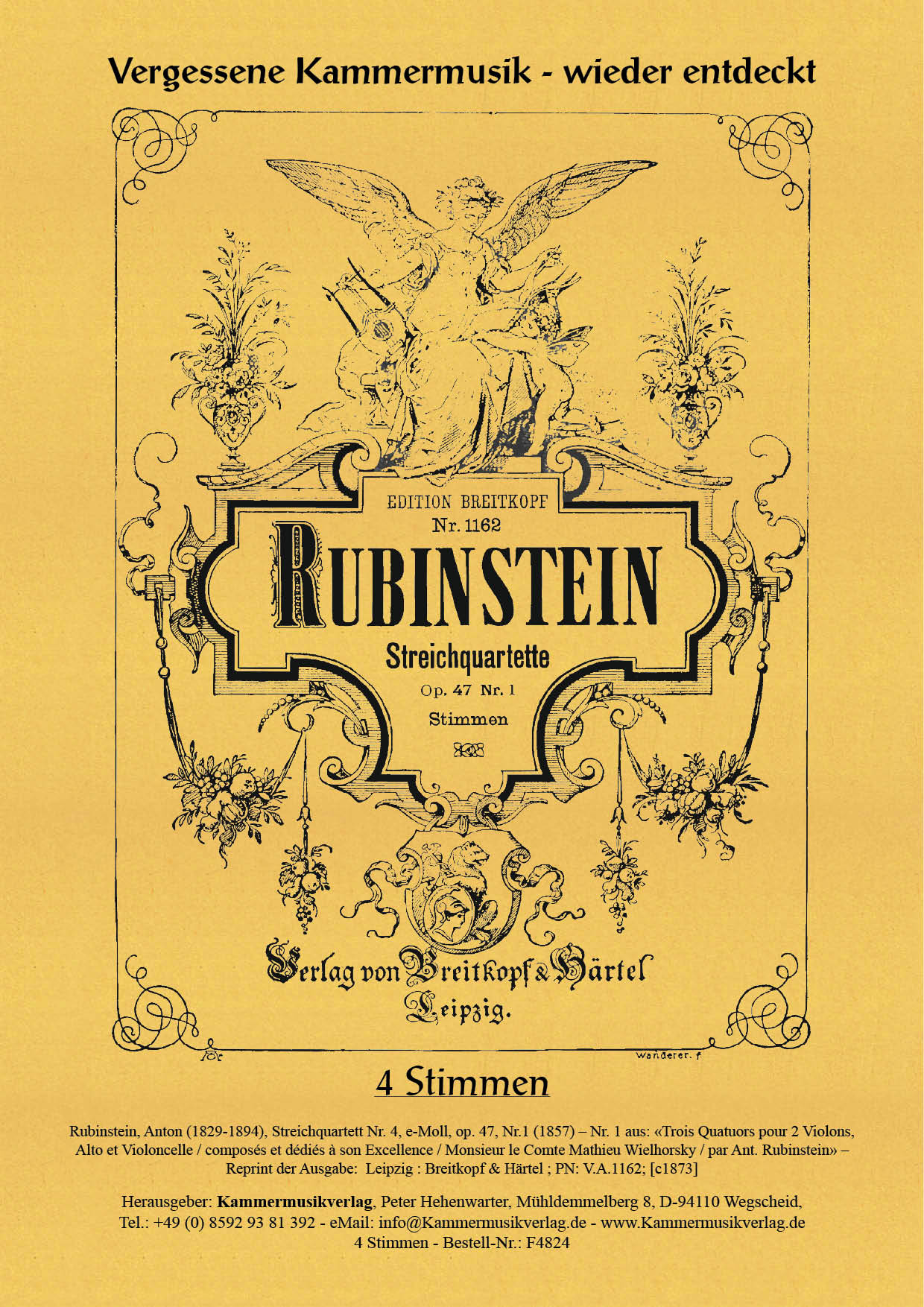 F4824_Rubinstein_Titelgrafik Rubinstein, Anton – Streichquartett Nr. 4, e-Moll, op. 47, Nr.1
