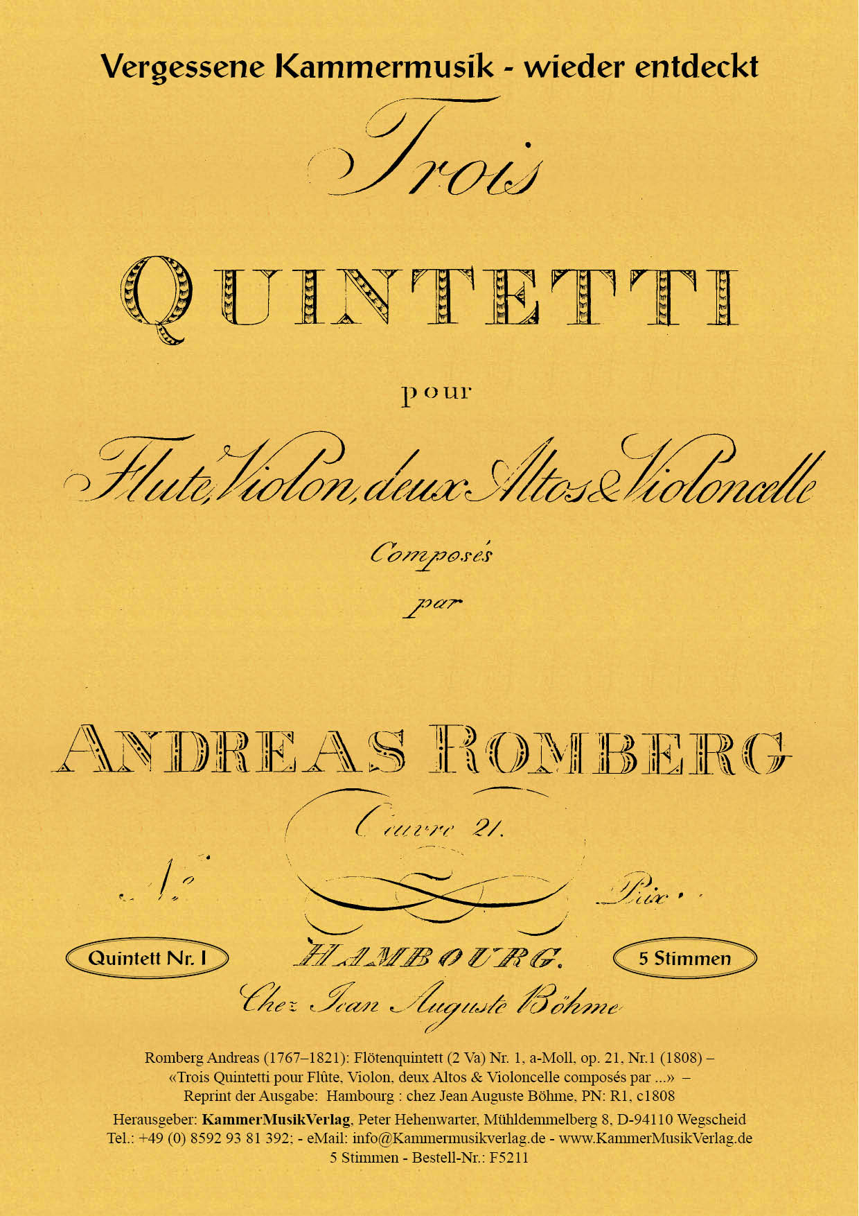 F5211-Romberg-Andreas_Vorschau Romberg, Andreas - Flute Quintet (2 Va) No. 1, A minor, op. 21, No. 1