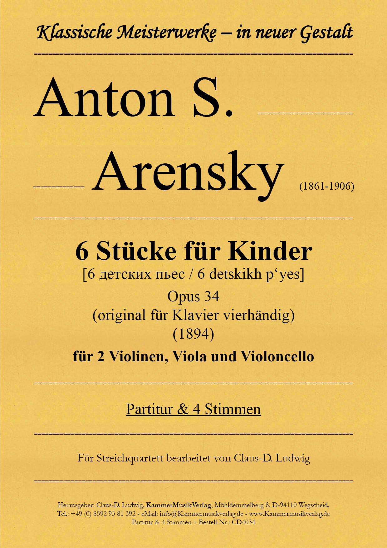 CD4034-Arensky-6-Stuecke__Titelgrafik Arensky, Anton S. – 6 Stücke für Kinder