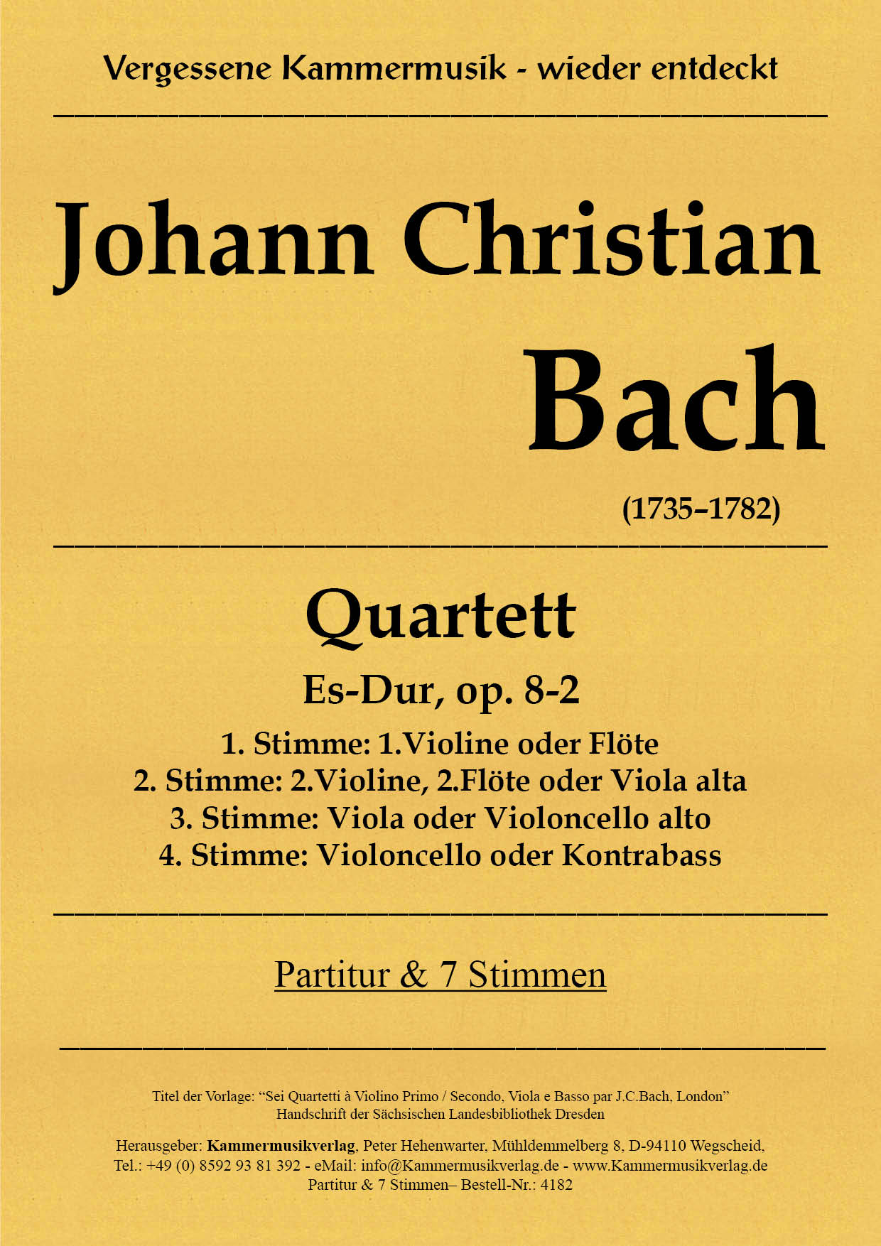 4182_Bach_J_C_op_8_2__Titelgrafik_StreicherRuqlTqLchinnd Bach, Johann Christian – Quartett, Es-Dur, op. 8-2