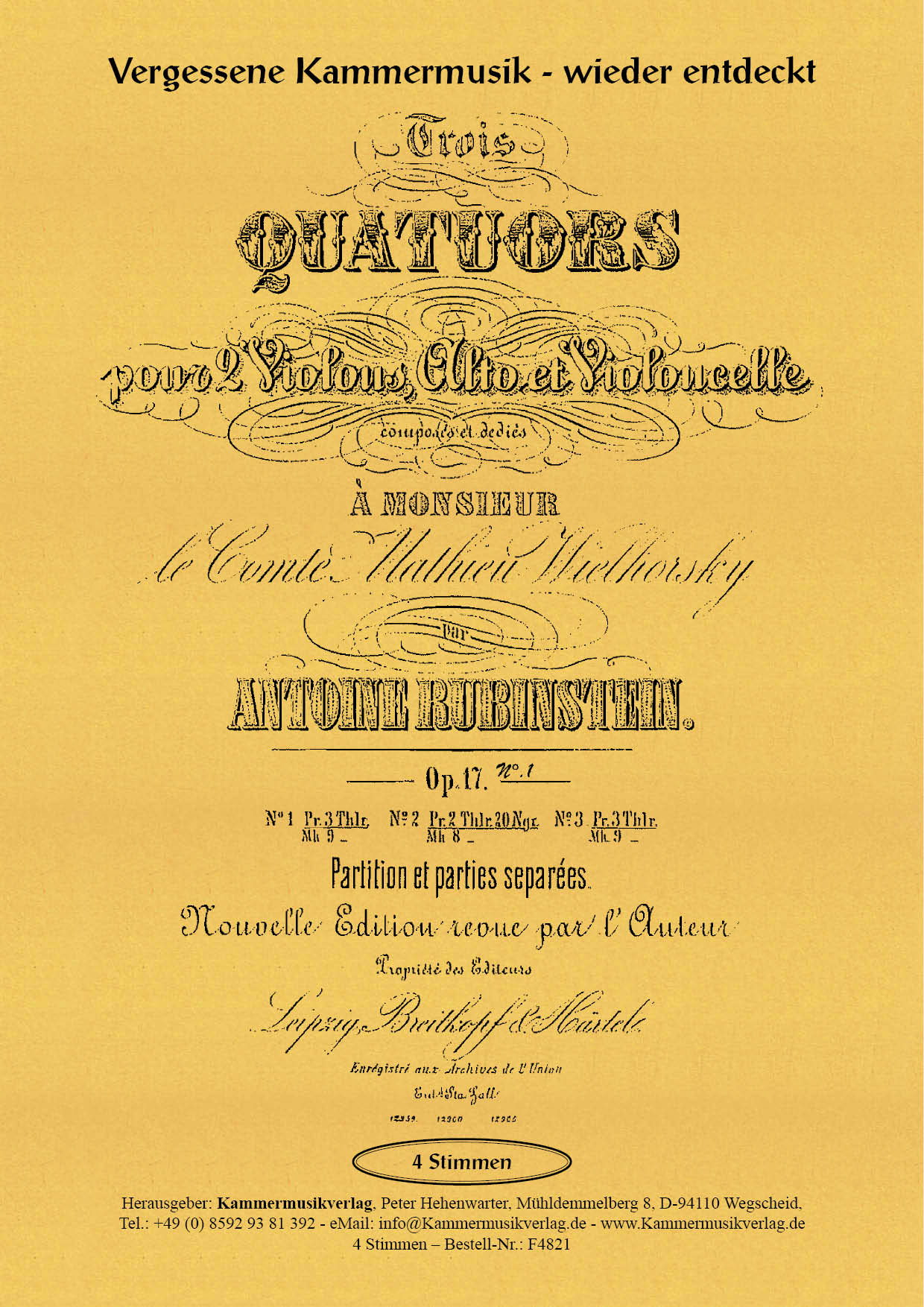 F4821-Rubinstein_op_17__TitelgrafikvWNqPz8cI125F Rubinstein, Anton – Streichquartett Nr. 1, G-Dur, op. 17-1