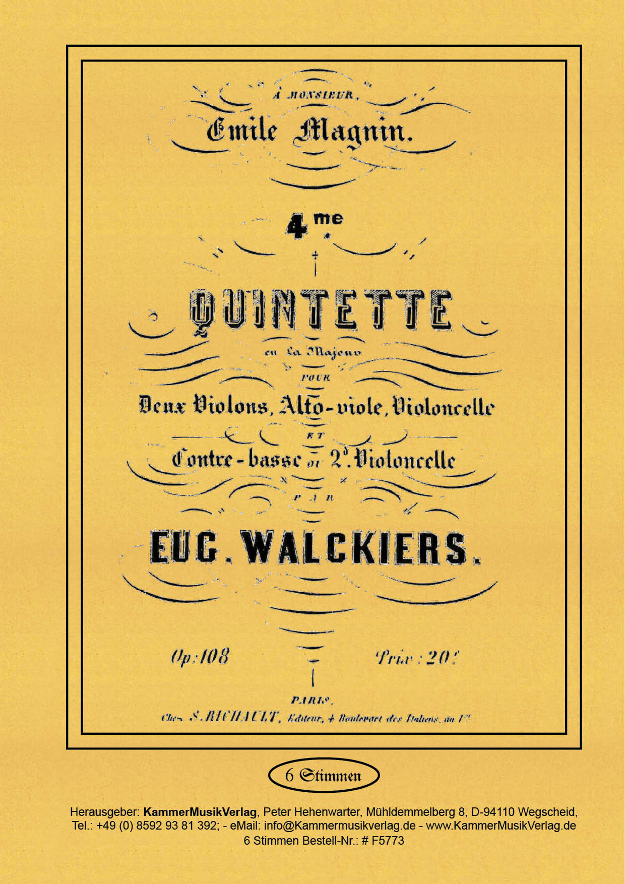 5773_Walckiers_op_108_Titelgrafik5971d92be934a Walckiers, Eugéne – Streichquintett Nr. 4, A-Dur, op. 108