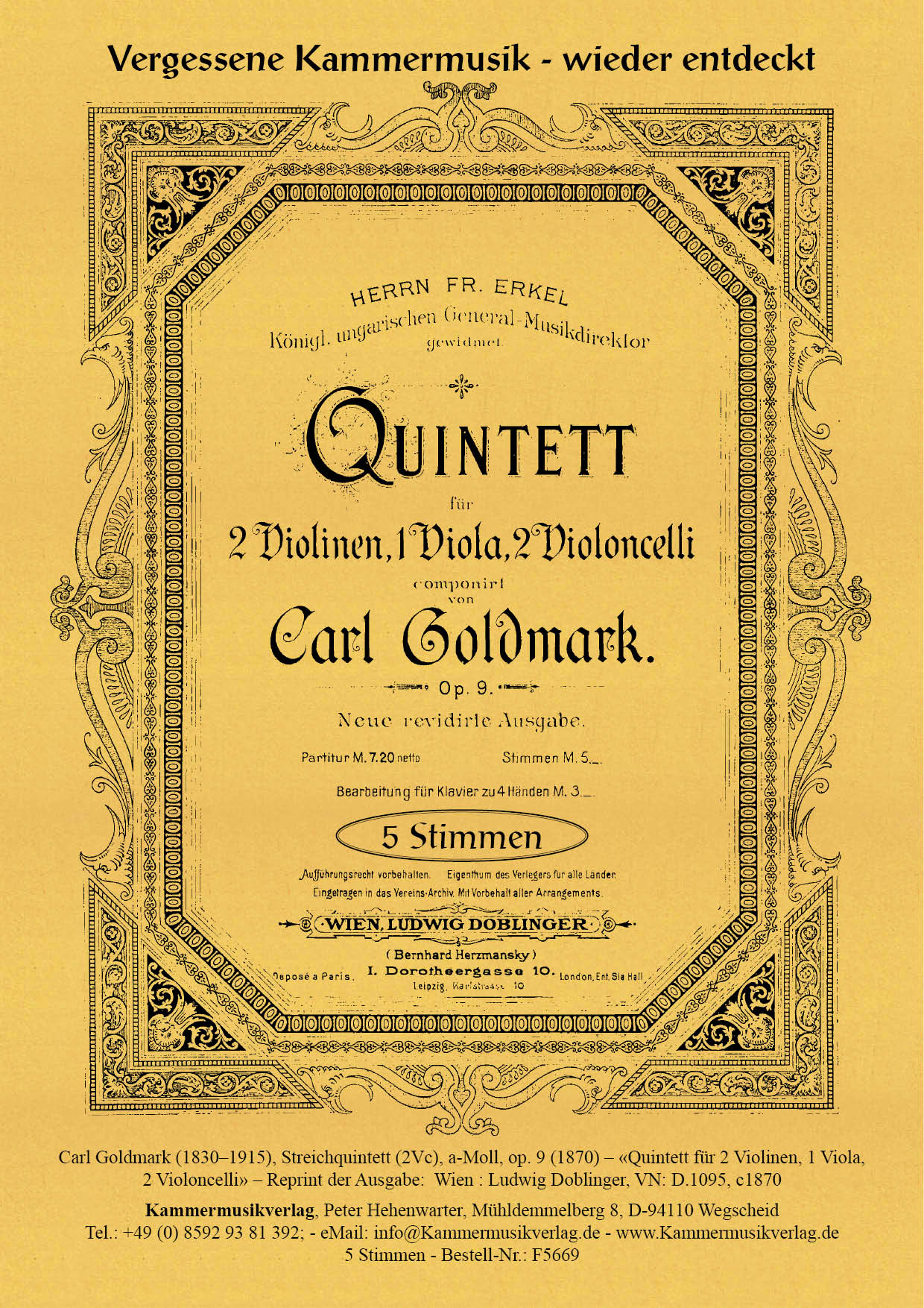F5669-Goldmark_Titelgrafik Goldmark, Carl - String Quintet (2Vc), A minor, op.9